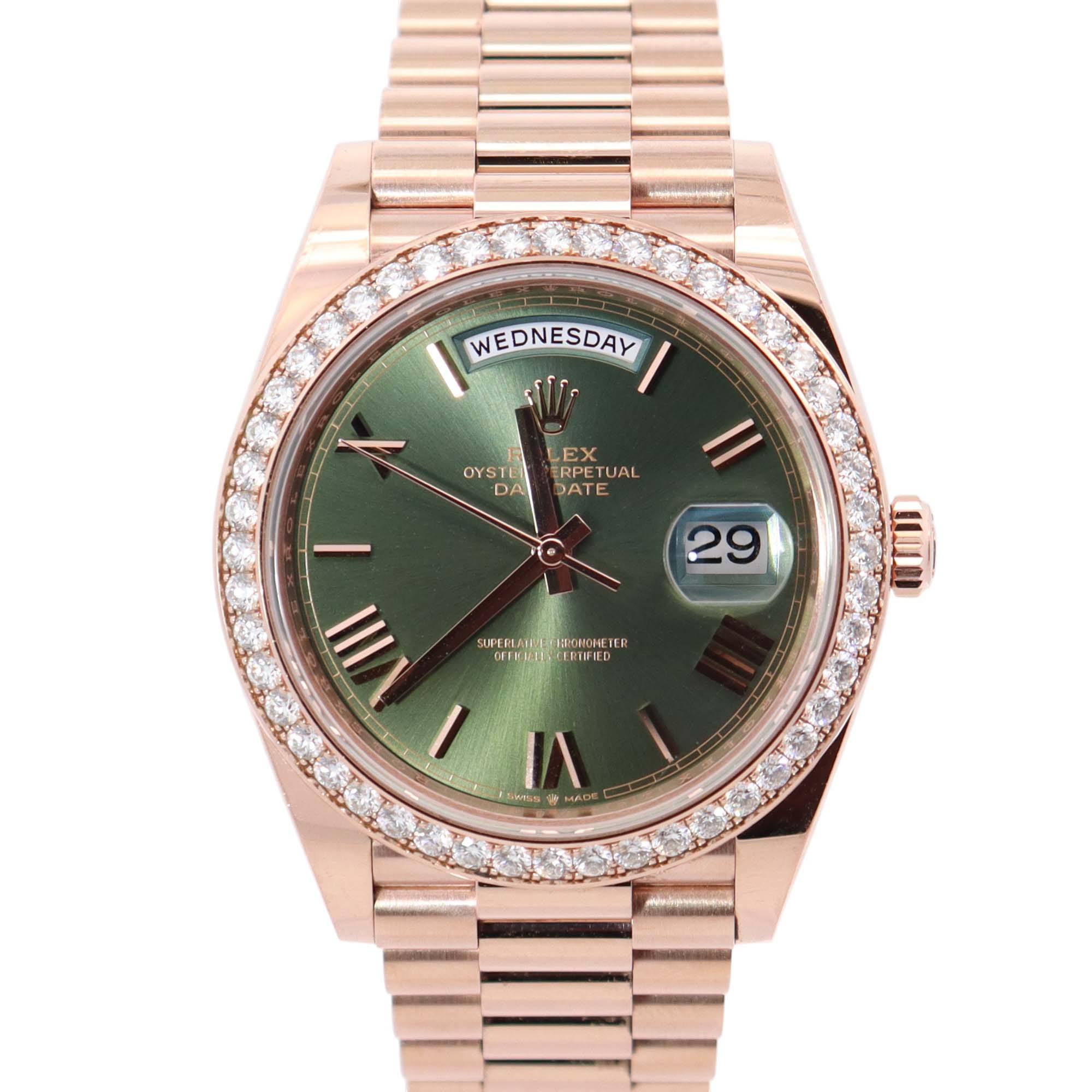 Rolex Day-Date 40mm Olive Dial Watch Ref# 228345RBR - Happy Jewelers Fine Jewelry Lifetime Warranty