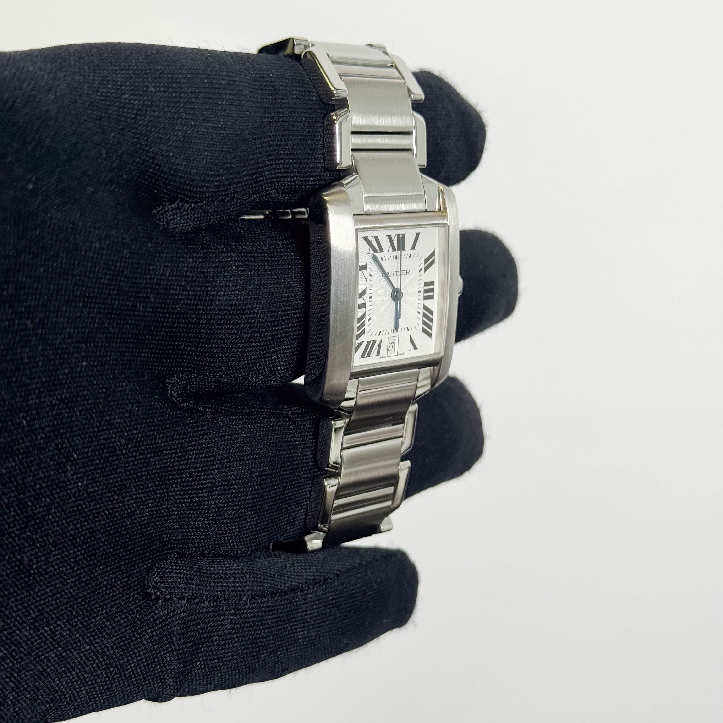 Cartier Tank Française Stainless Steel 28mm White Dial Watch Ref# W51002Q3 - Happy Jewelers Fine Jewelry Lifetime Warranty