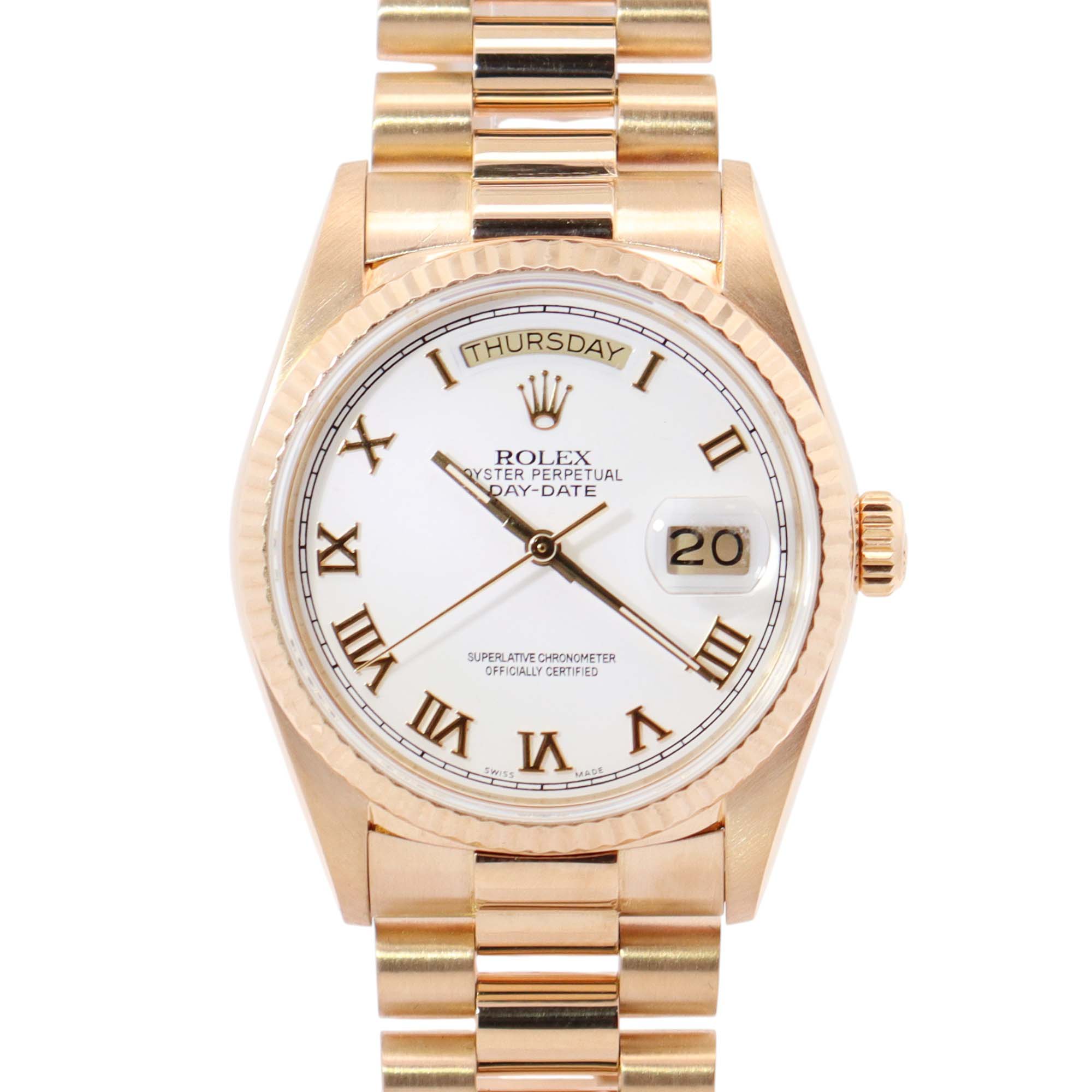 Rolex Day-Date 36mm White Dial Watch Ref# 18038 - Happy Jewelers Fine Jewelry Lifetime Warranty