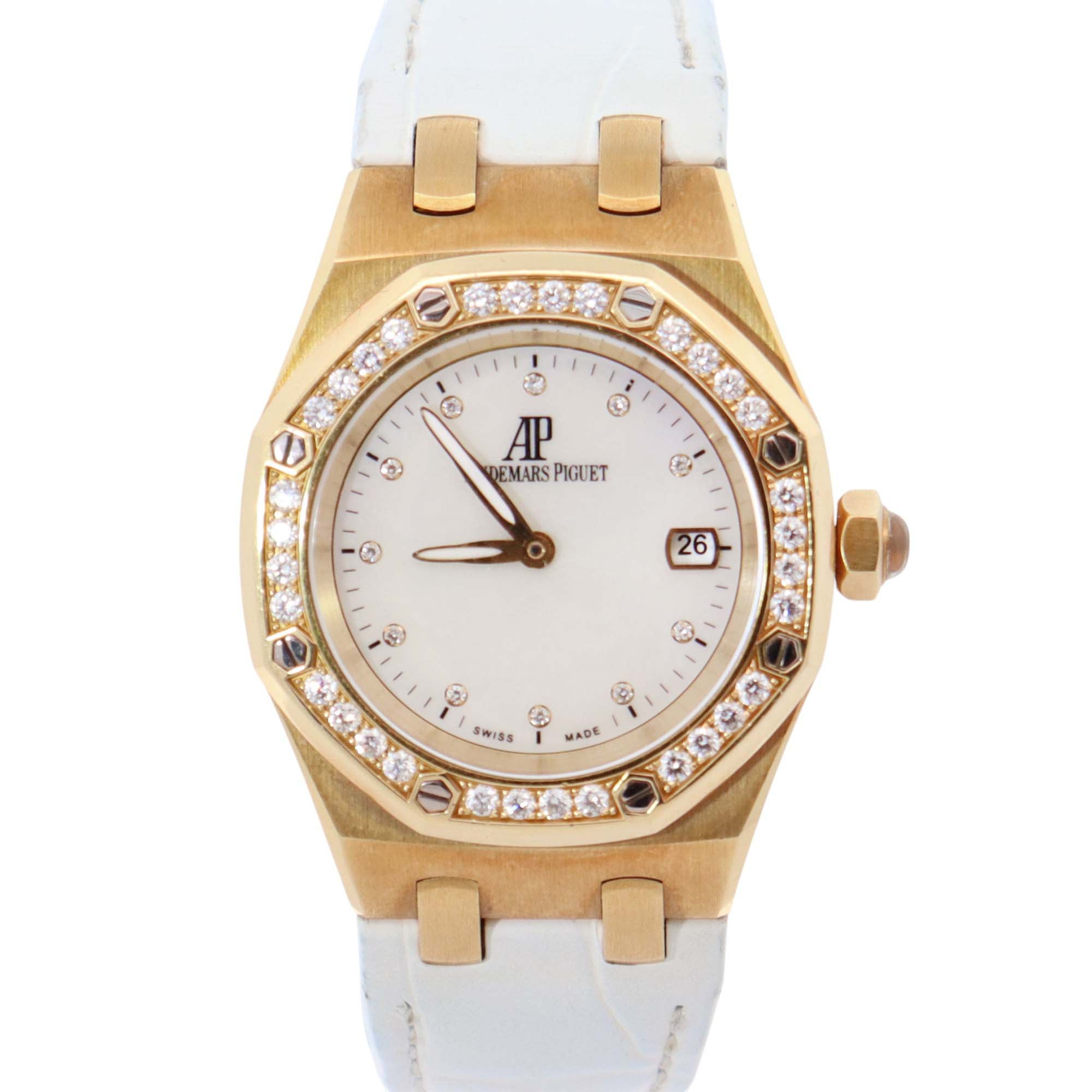 Audemars Piguet Royal Oak 33mm MOP Dial Watch Ref# 67601BA.ZZ.D012CR.03 - Happy Jewelers Fine Jewelry Lifetime Warranty