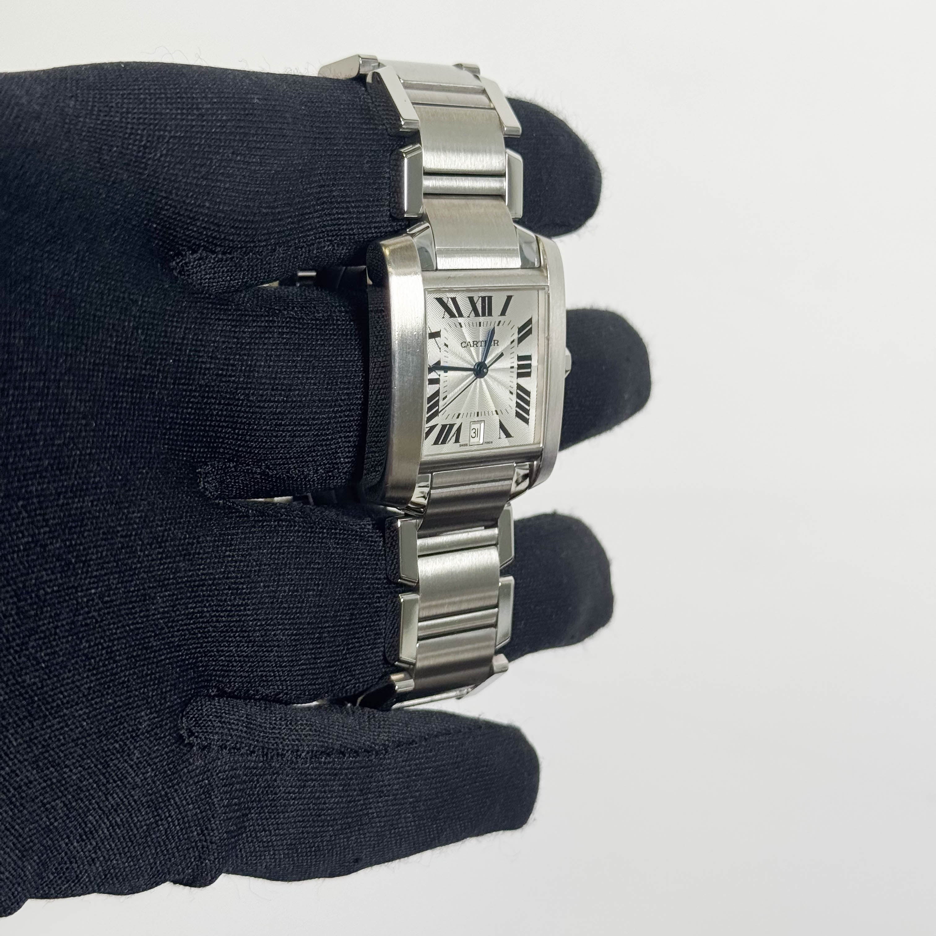 Cartier Tank Française Stainless Steel 28mm White Dial Watch Ref# W51002Q3 - Happy Jewelers Fine Jewelry Lifetime Warranty