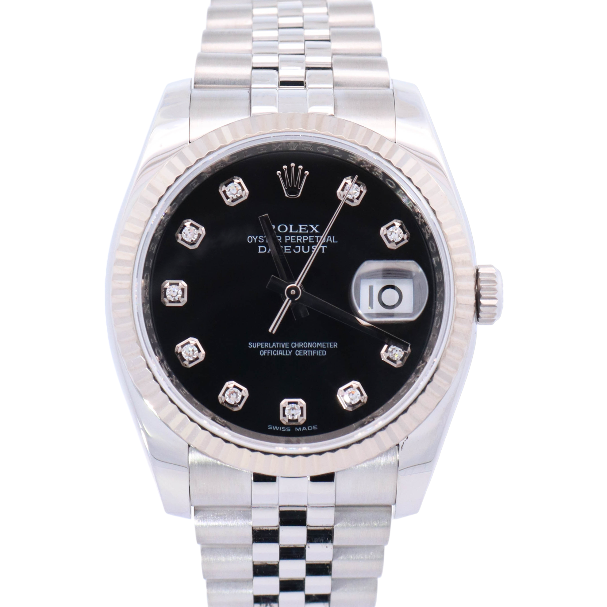 Rolex Datejust 36mm Stainless Steel Factory Black Diamond Dial Watch Reference# 116234 - Happy Jewelers Fine Jewelry Lifetime Warranty