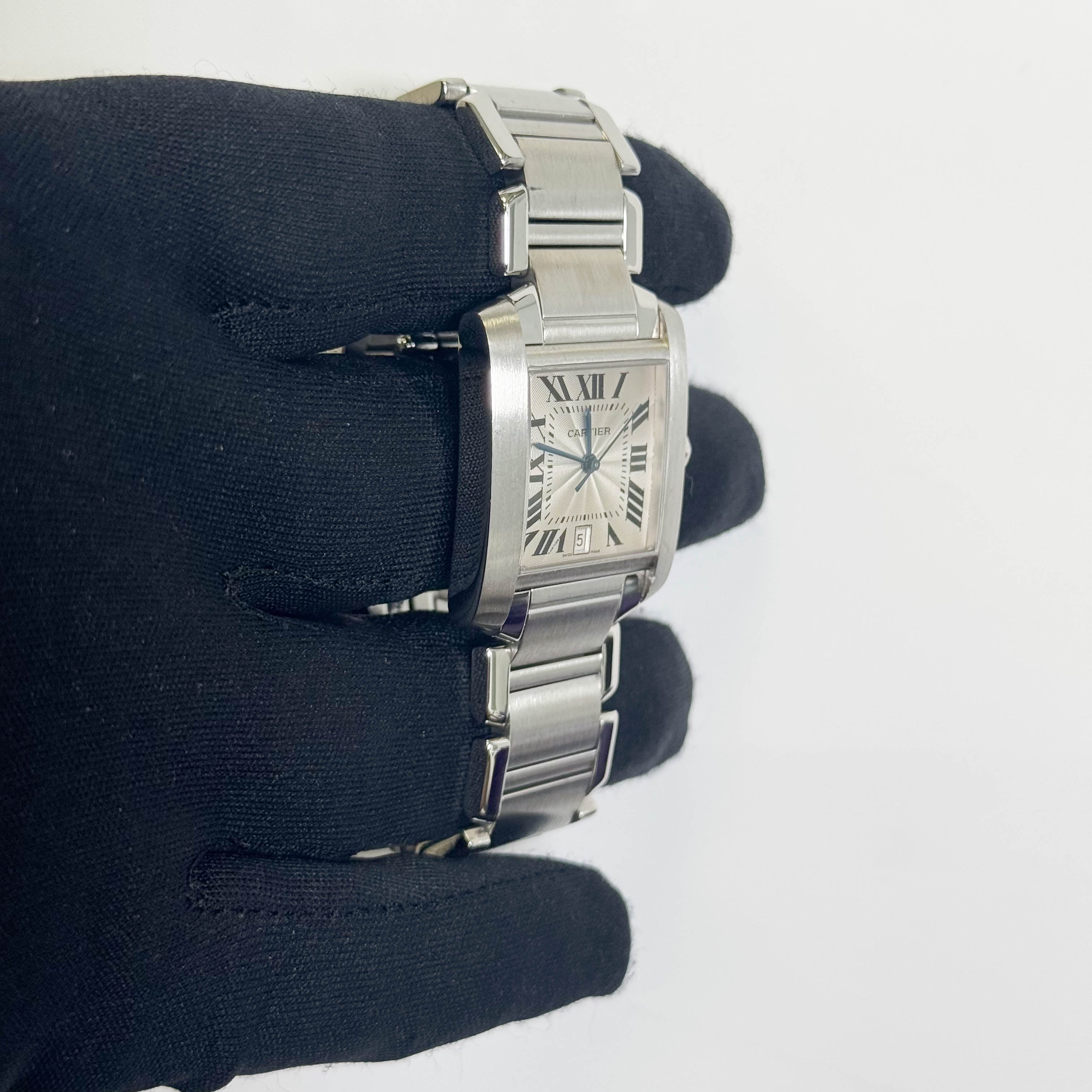 Cartier Tank Française Stainless Steel 28mm White Dial Watch Ref# W51002Q3 - Happy Jewelers Fine Jewelry Lifetime Warranty
