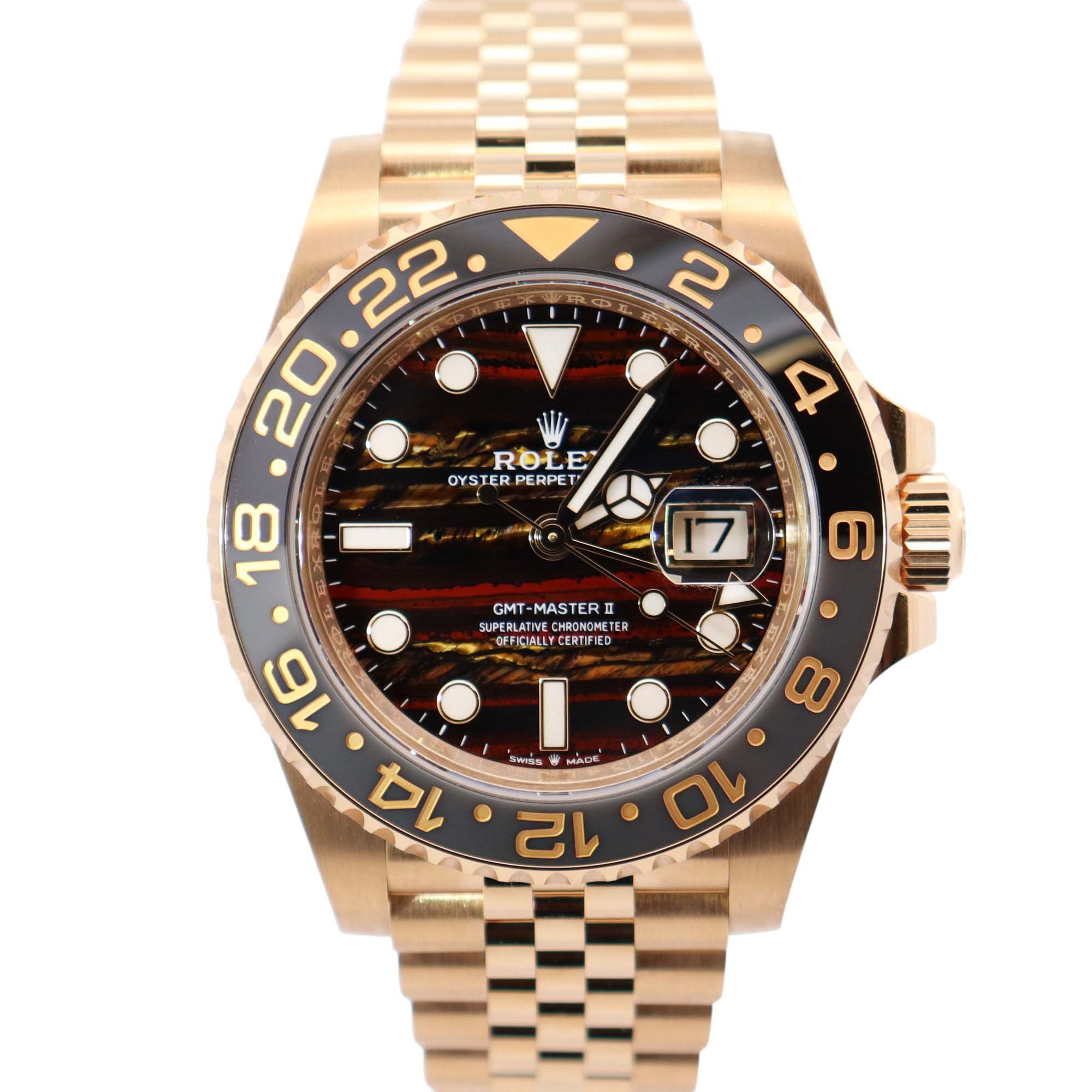 Rolex GMT-Master II 40mm Tiger Iron Dial Watch Ref# 126718GRNR - Happy Jewelers Fine Jewelry Lifetime Warranty