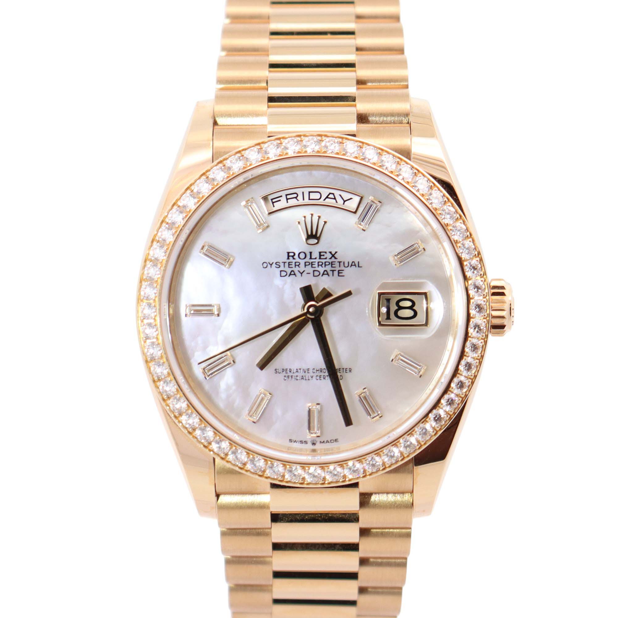 Rolex Day-Date 36mm MOP Dial Watch Ref# 128348RBR - Happy Jewelers Fine Jewelry Lifetime Warranty