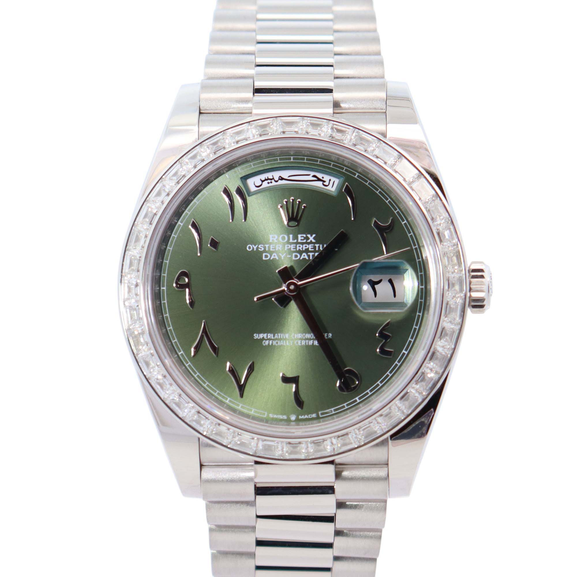 Rolex Day-Date 40mm Olive Dial Watch Ref# 228396TBR - Happy Jewelers Fine Jewelry Lifetime Warranty