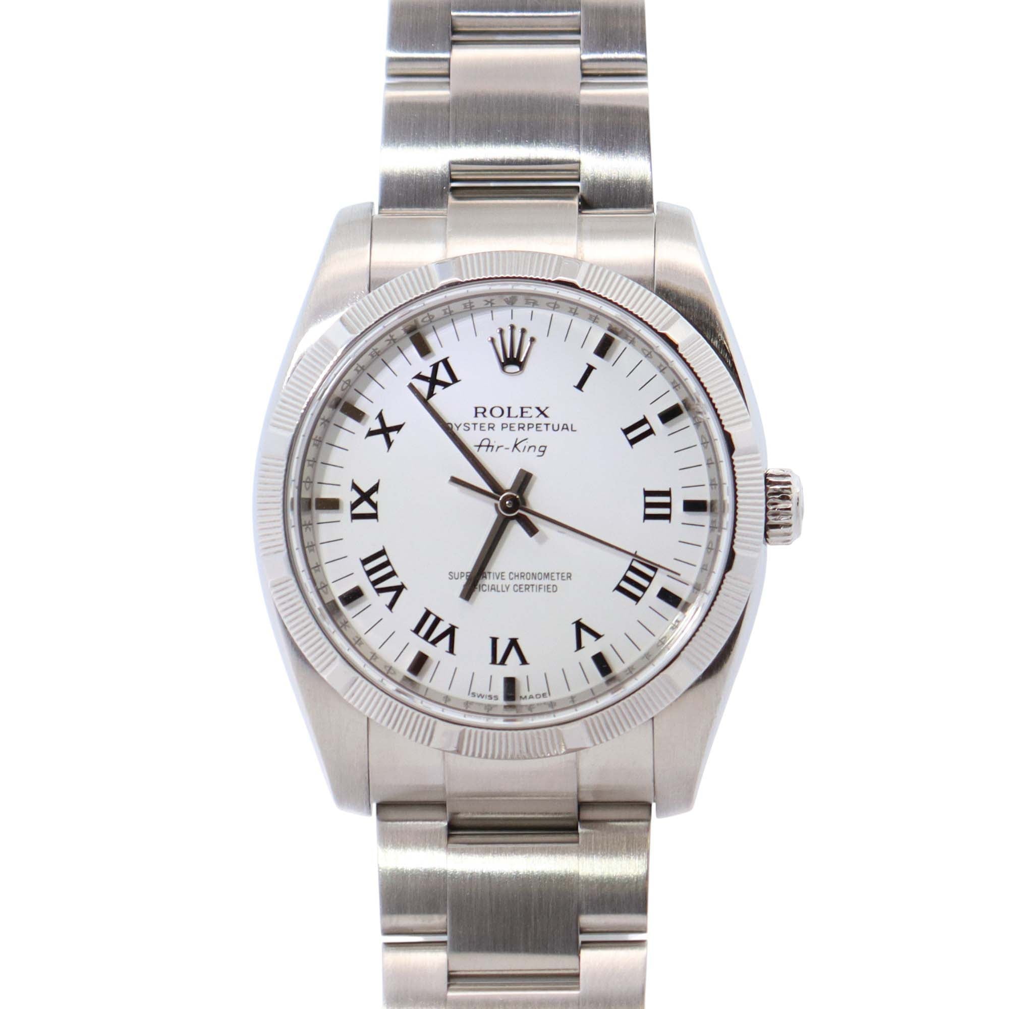 Rolex Air-King 34mm White Dial Watch Ref# 114210 - Happy Jewelers Fine Jewelry Lifetime Warranty