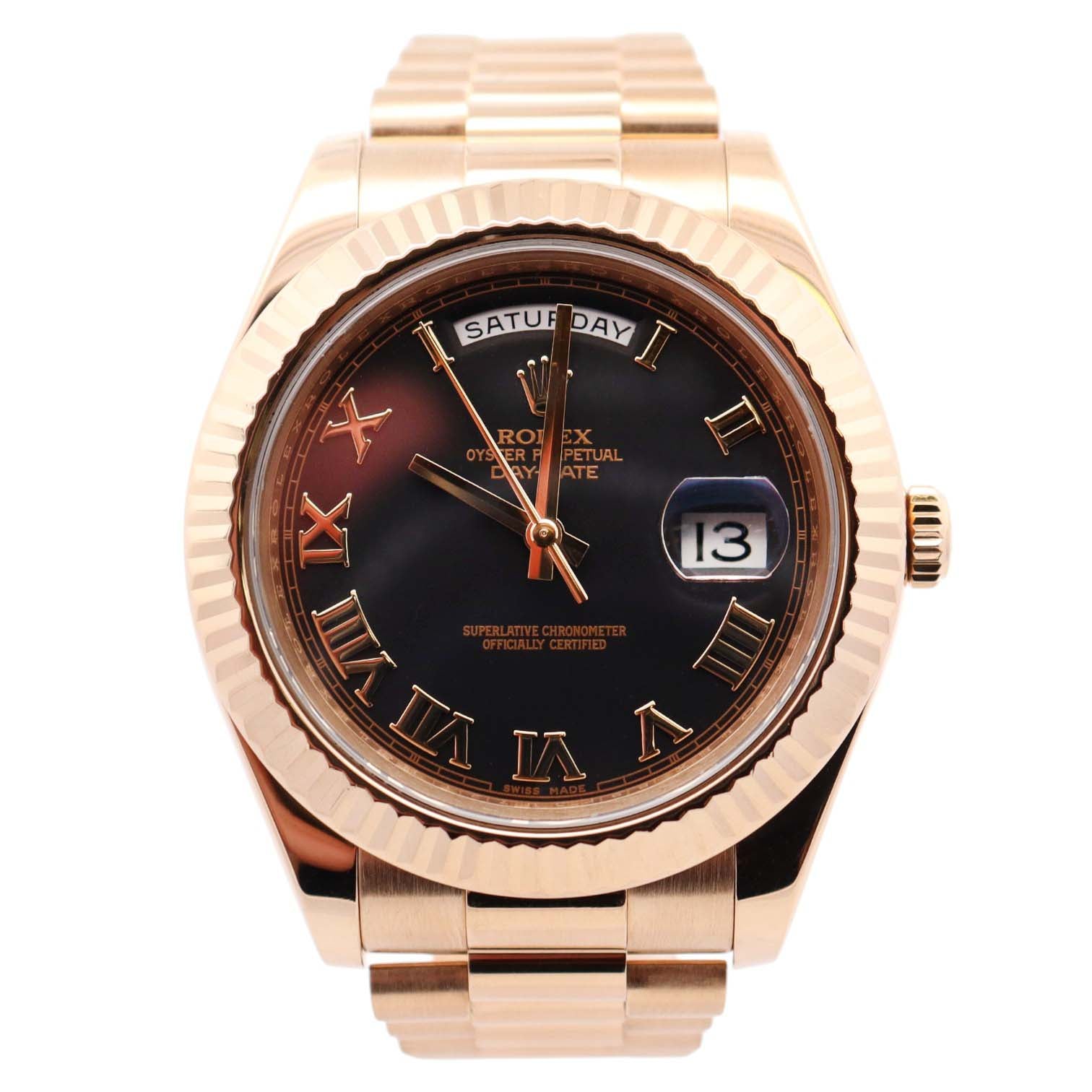Rolex Day-Date 41mm Black Dial Watch Ref# 218238 - Happy Jewelers Fine Jewelry Lifetime Warranty