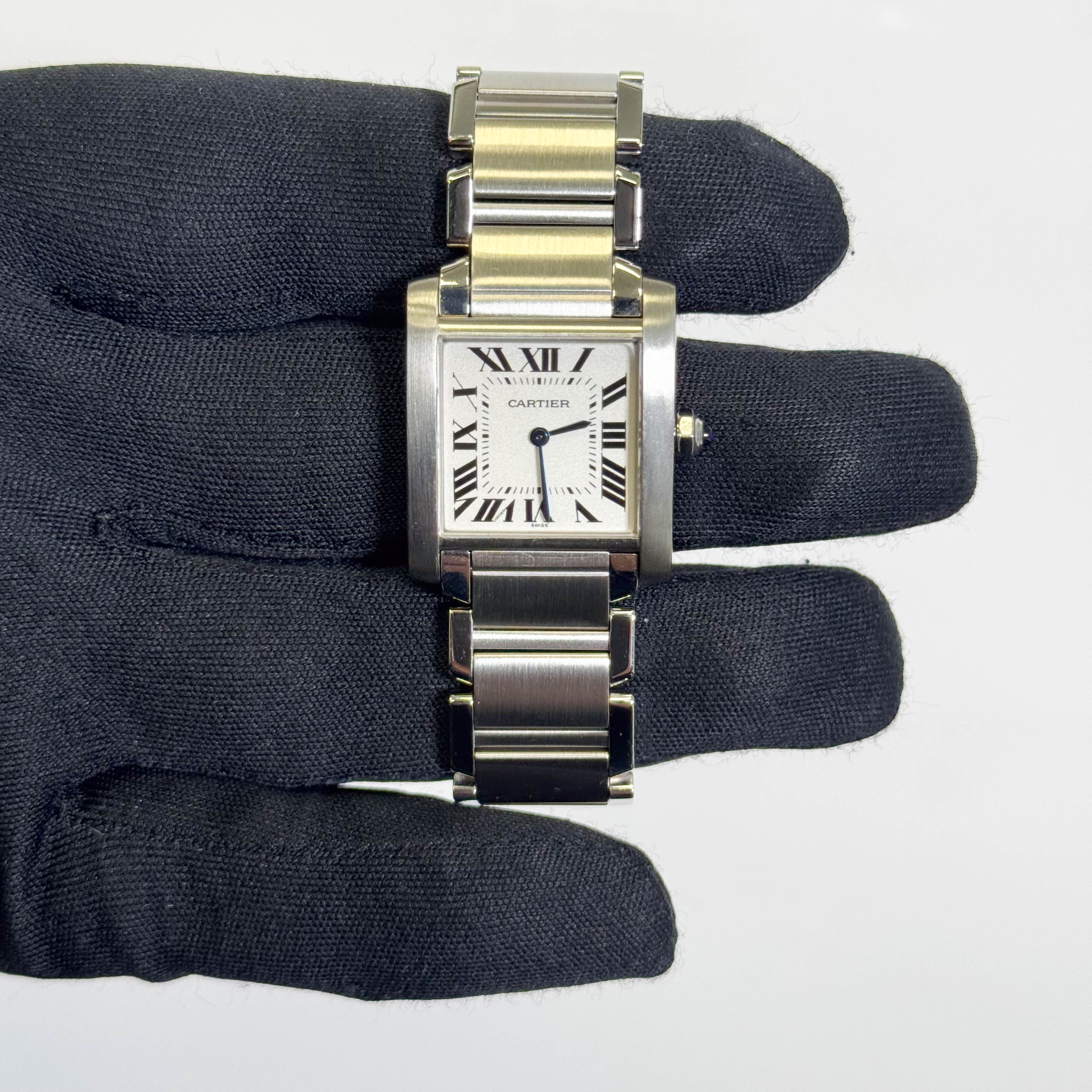 Cartier Tank Stainless Steel 25mm White/Ivory Dial Watch Ref# W51011Q3 - Happy Jewelers Fine Jewelry Lifetime Warranty