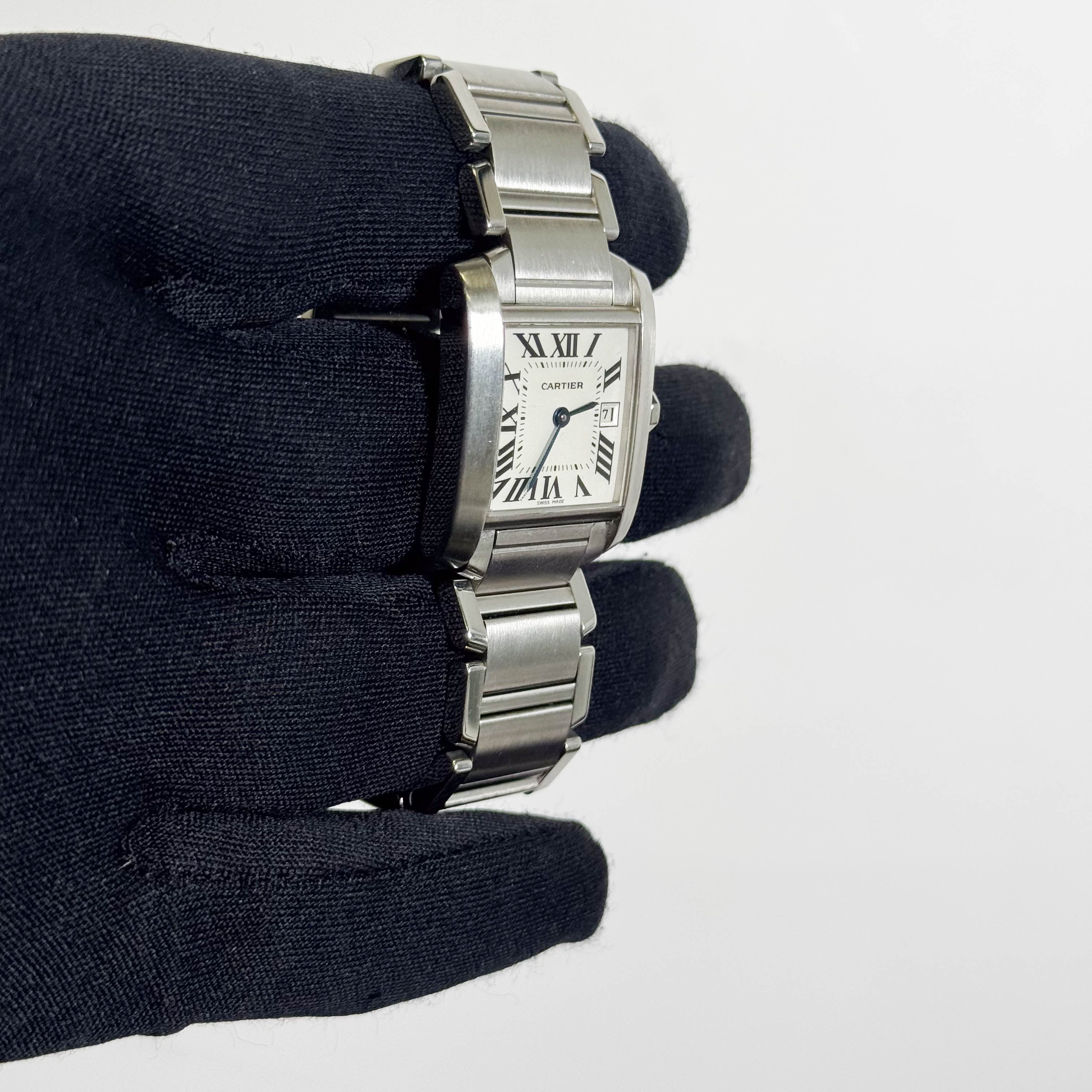Cartier Tank Stainless Steel 25mm White/Ivory Dial Watch Ref# W51011Q3 - Happy Jewelers Fine Jewelry Lifetime Warranty