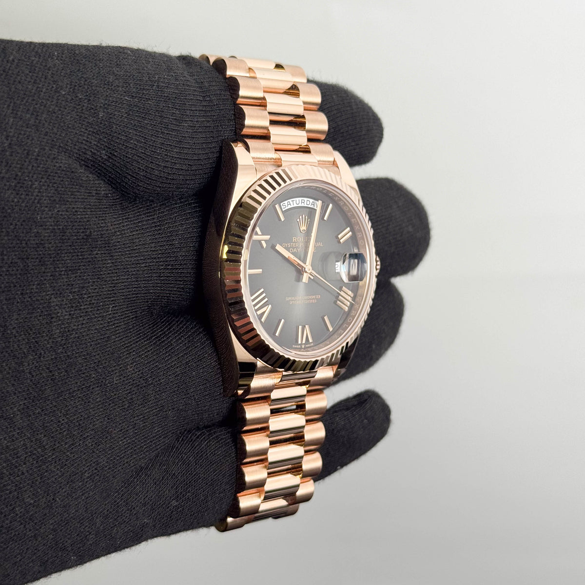 Rolex Day-Date 40mm Ombre Black Dial Watch Ref# 228235