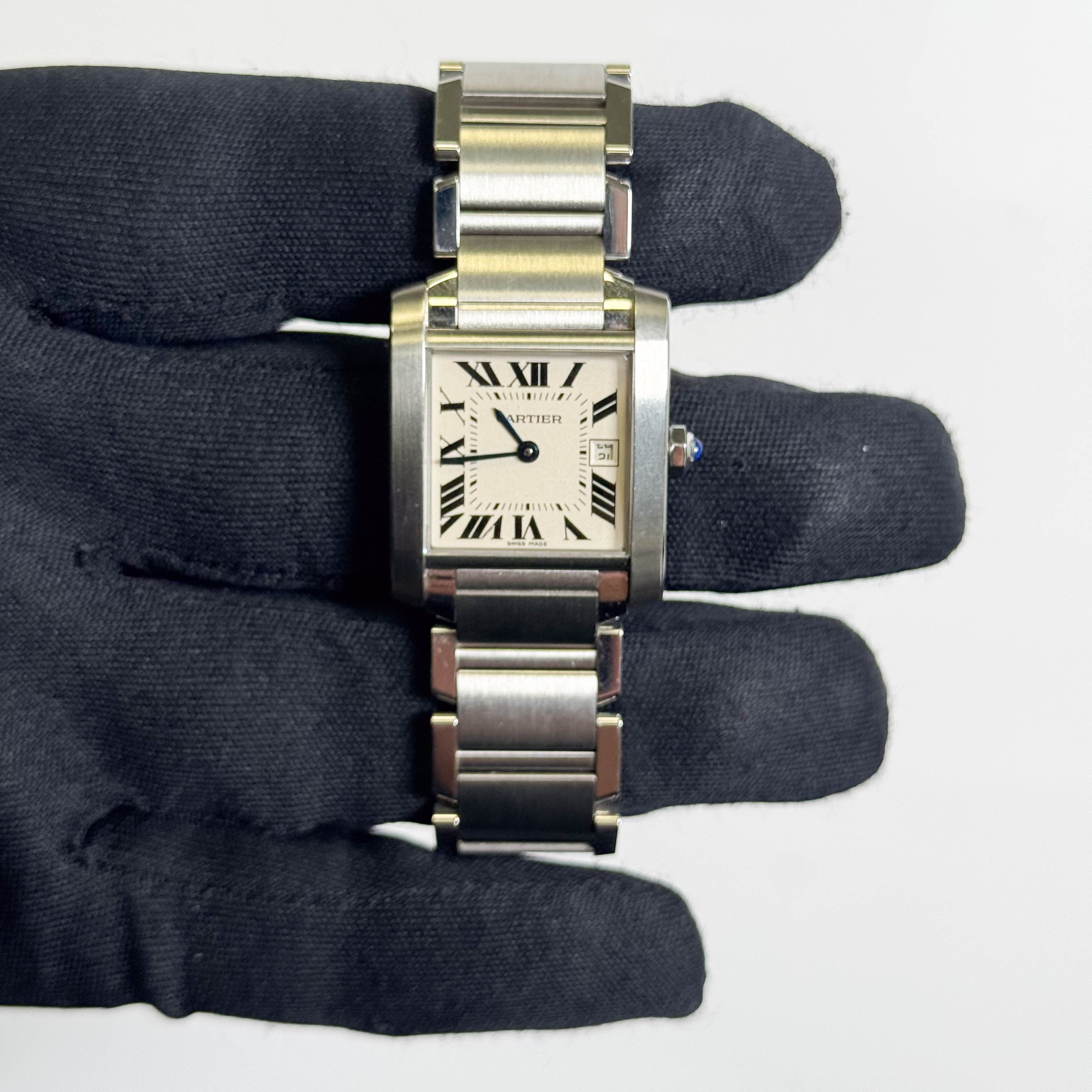 Cartier Tank Stainless Steel 25mm White/Ivory Dial Watch Ref# W51011Q3 - Happy Jewelers Fine Jewelry Lifetime Warranty
