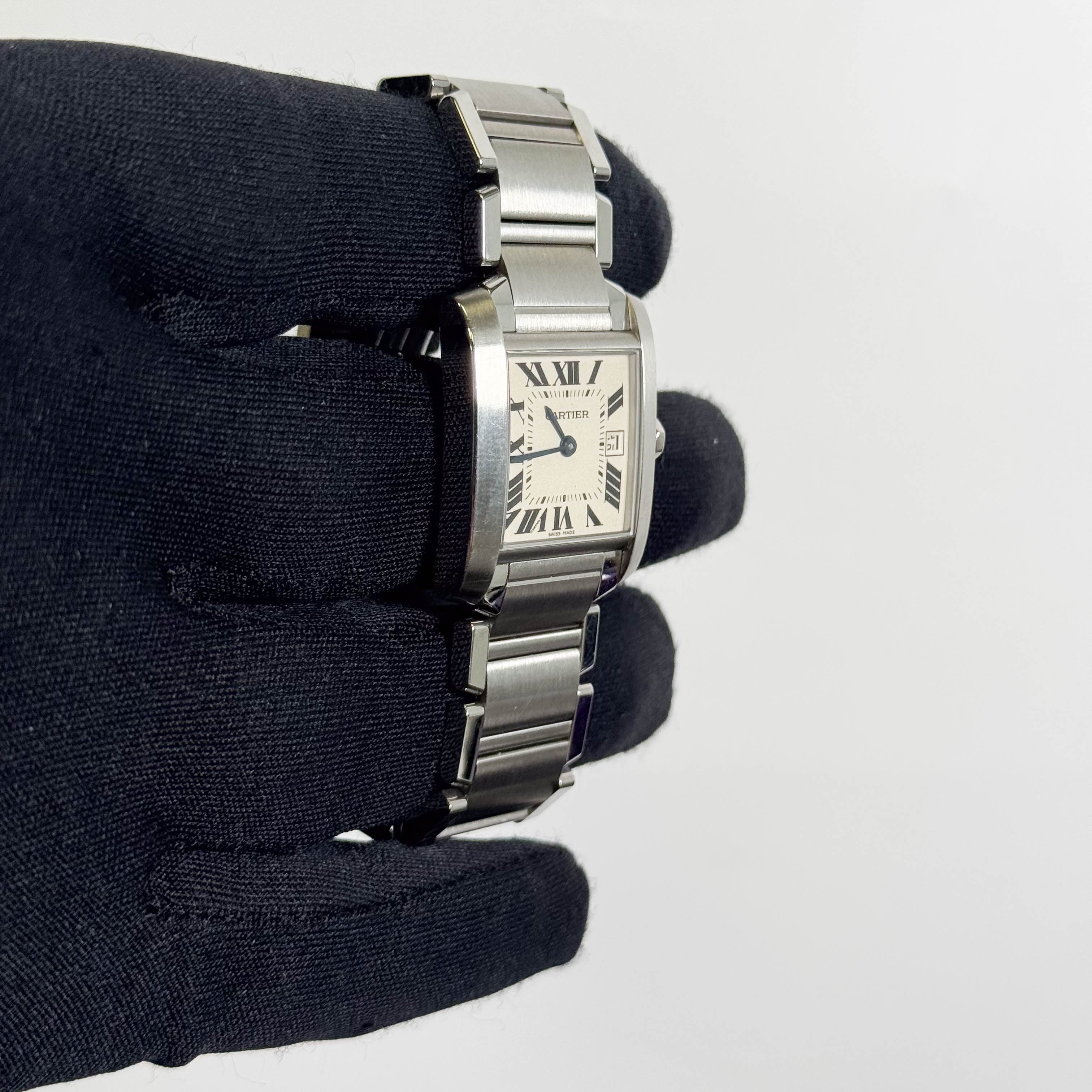 Cartier Tank Stainless Steel 25mm White/Ivory Dial Watch Ref# W51011Q3 - Happy Jewelers Fine Jewelry Lifetime Warranty