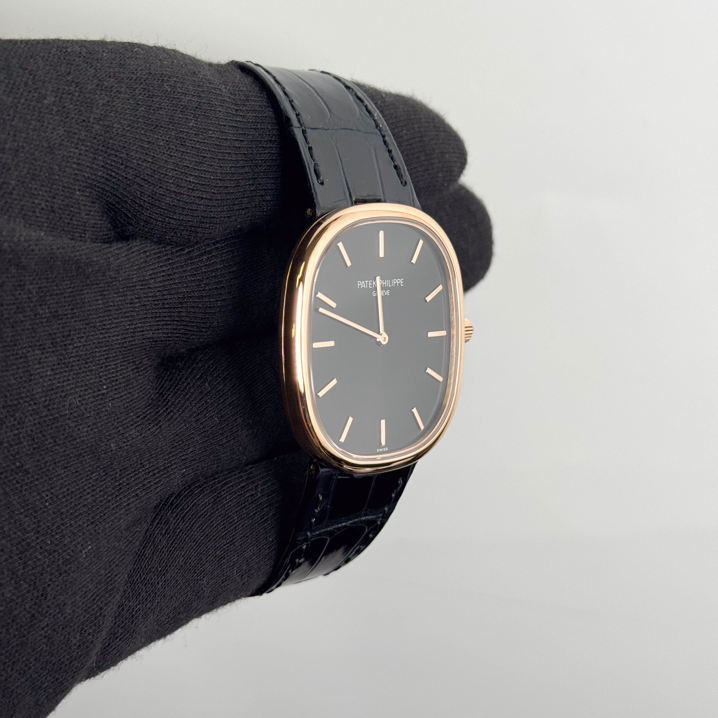 Patek Philippe Golden Ellipse 34.5x39.5mm Black Dial Watch Ref# 5738R-001