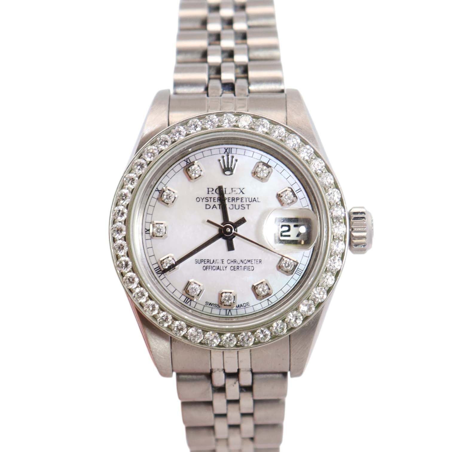 VIP ロレックスキャンドル　マッチ Rolex Datejust 26mm MOP Diamond Dial Watch Ref# 79174 – Happy Jewelers