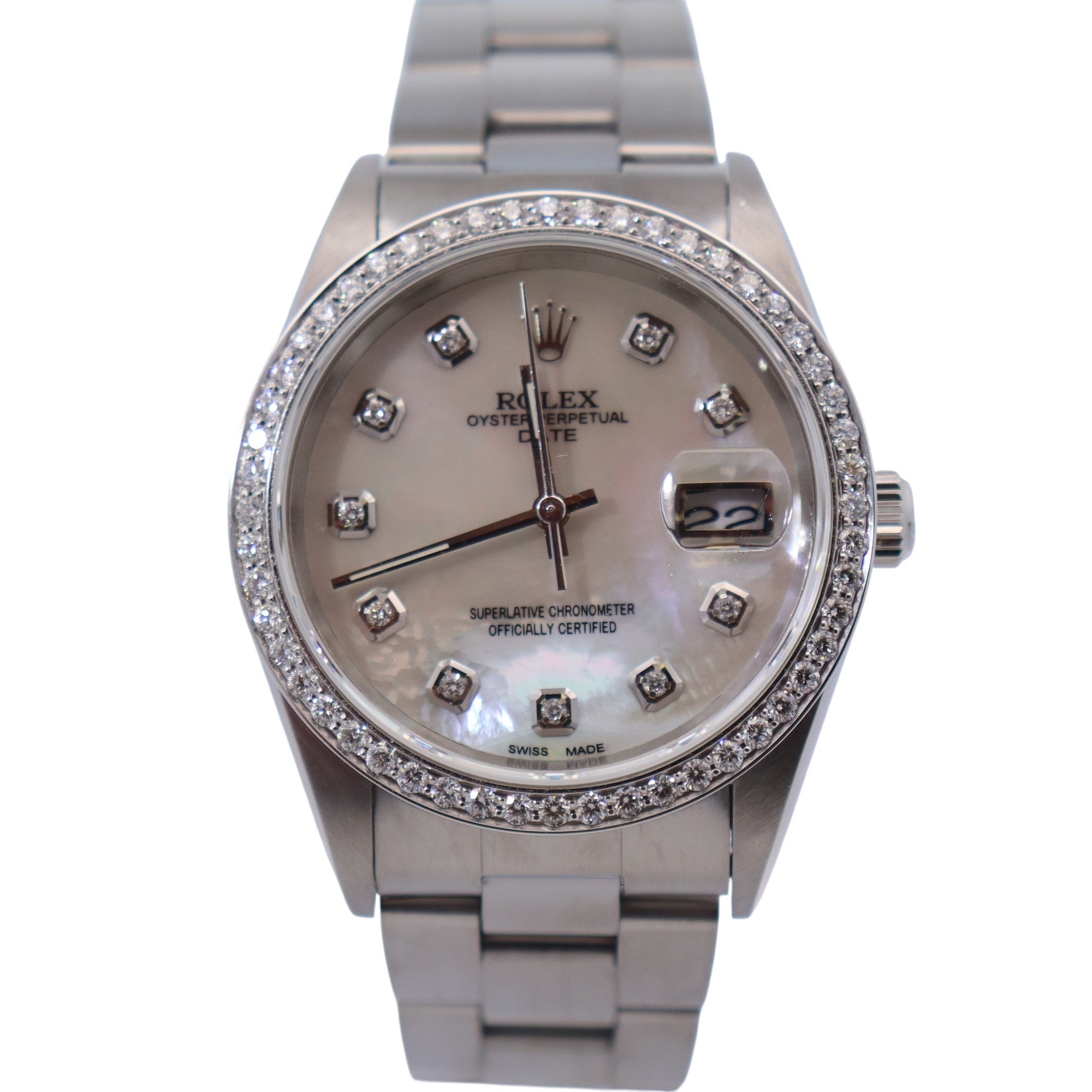 Rolex Perpetual Date 34mm MOP Dial Watch Ref# 15210 – Happy Jewelers