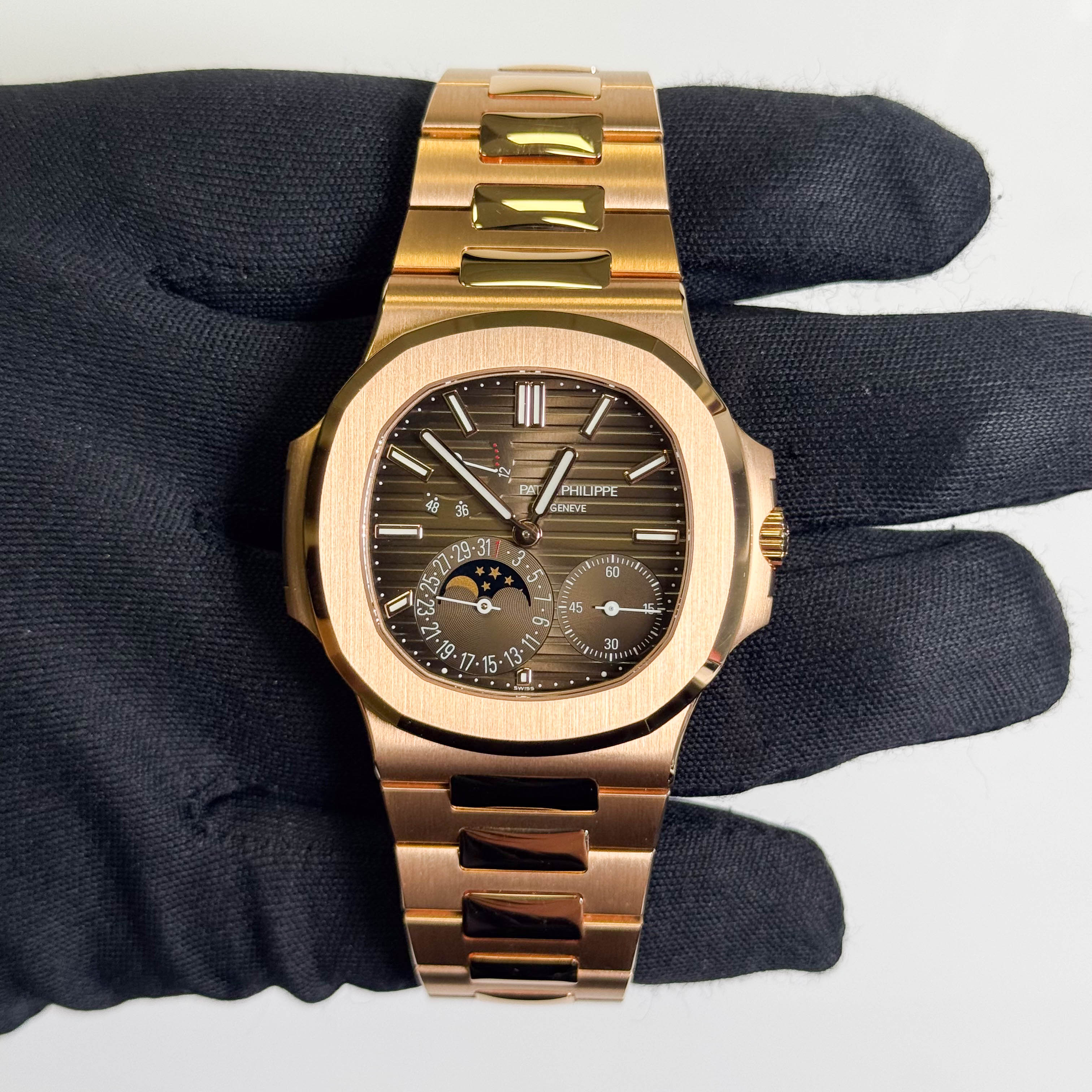 Patek Philippe Nautilus 40mm Brown Stick Dial Watch Ref# 5712/1R-001 - Happy Jewelers Fine Jewelry Lifetime Warranty