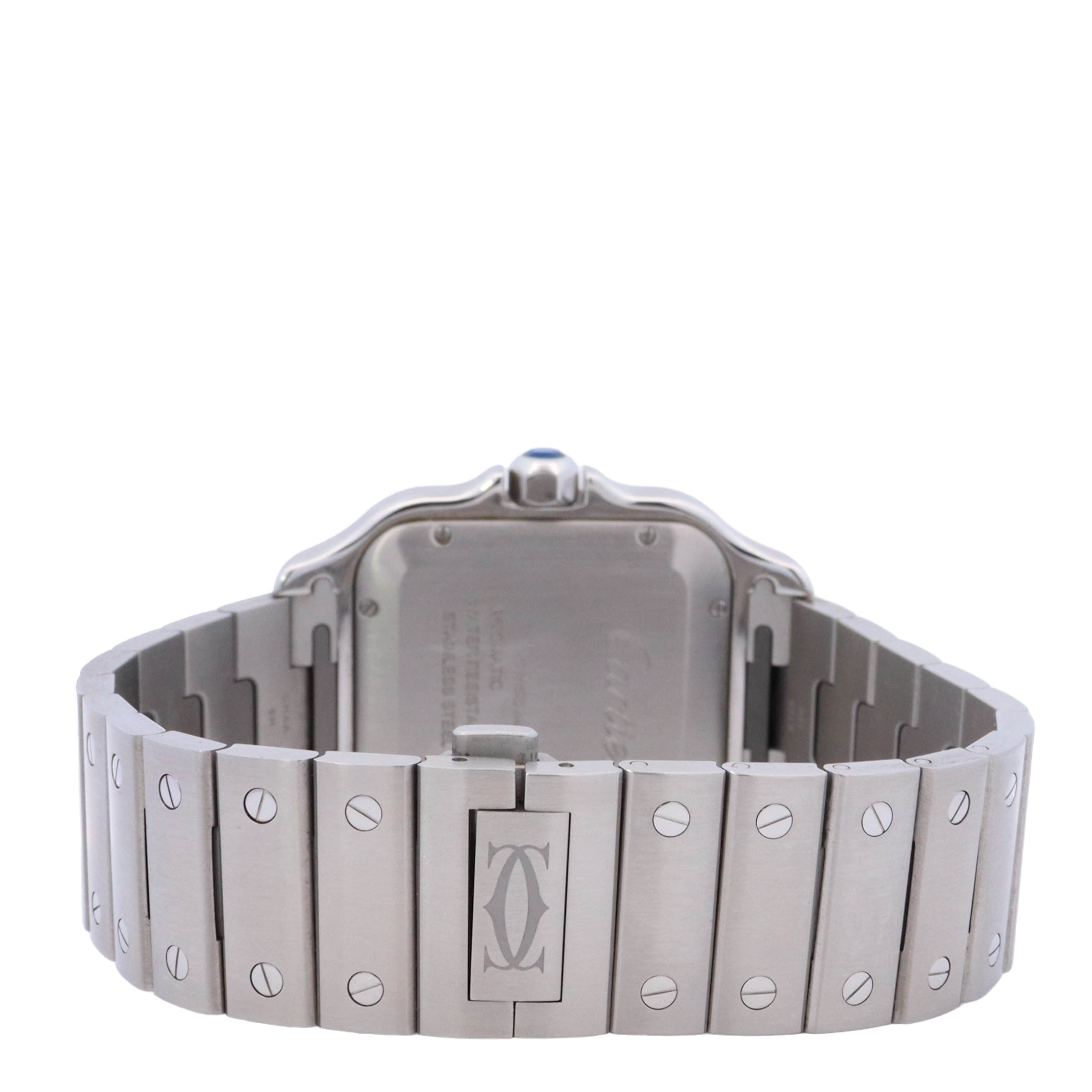 Cartier Santos 40mm Stainless Steel Blue Roman Dial Watch Reference# WSSA0030 - Happy Jewelers Fine Jewelry Lifetime Warranty