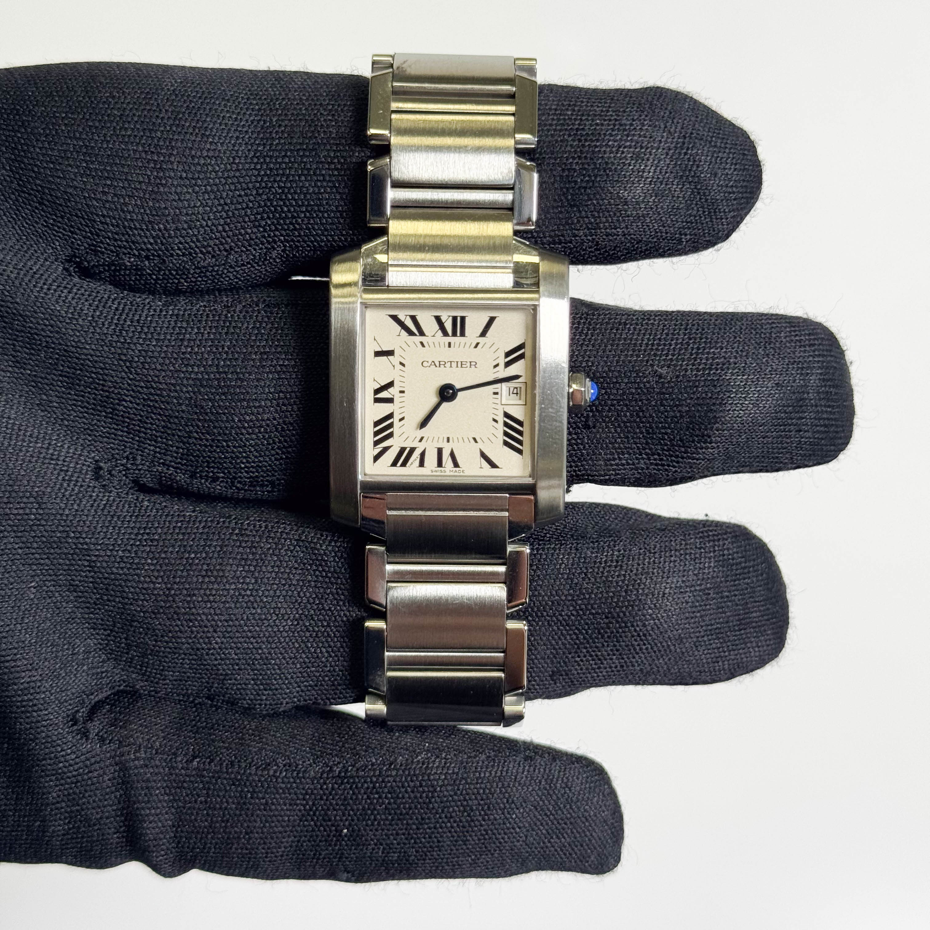 Cartier Tank Stainless Steel 25mm White/Ivory Dial Watch Ref# W51011Q3 - Happy Jewelers Fine Jewelry Lifetime Warranty