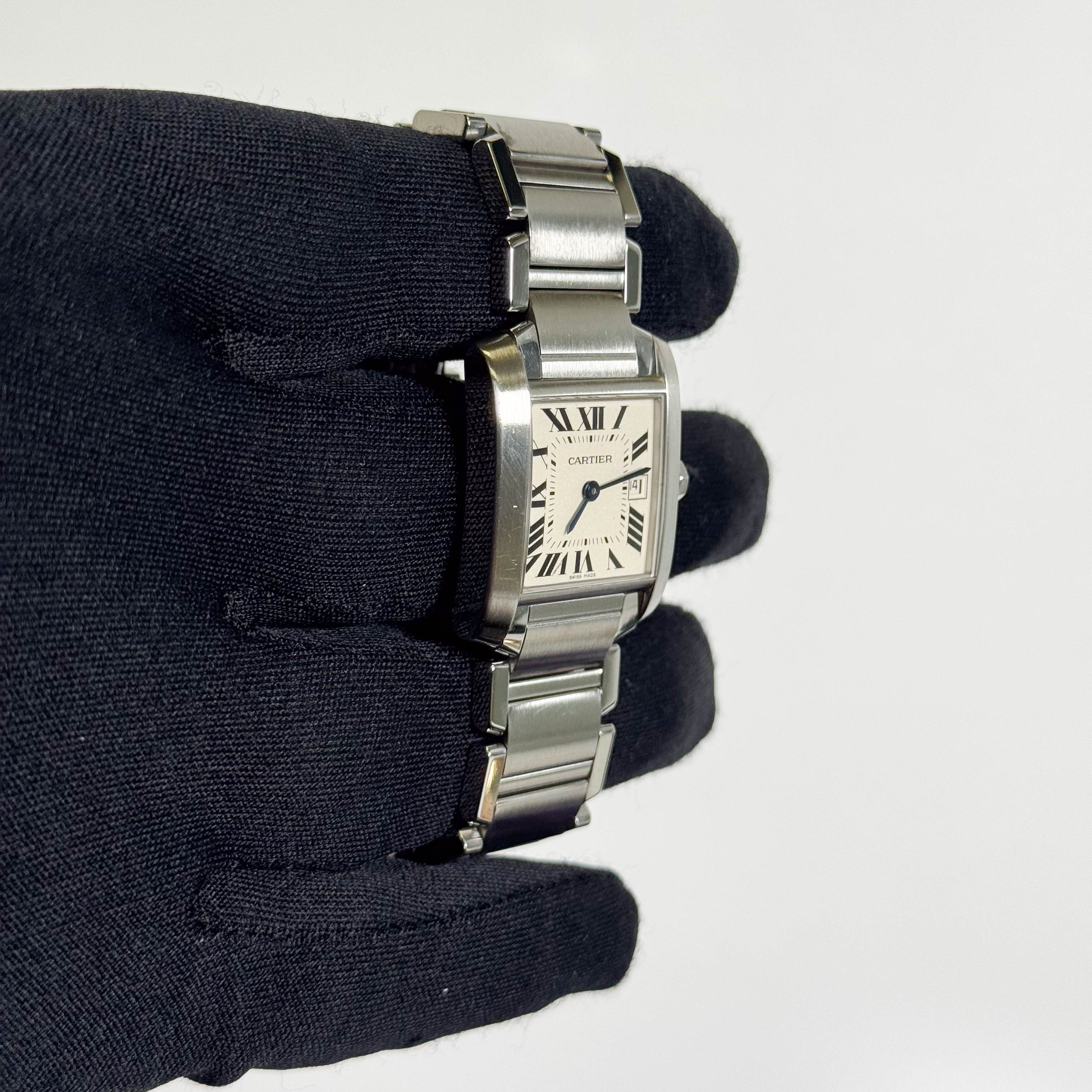 Cartier Tank Stainless Steel 25mm White/Ivory Dial Watch Ref# W51011Q3 - Happy Jewelers Fine Jewelry Lifetime Warranty