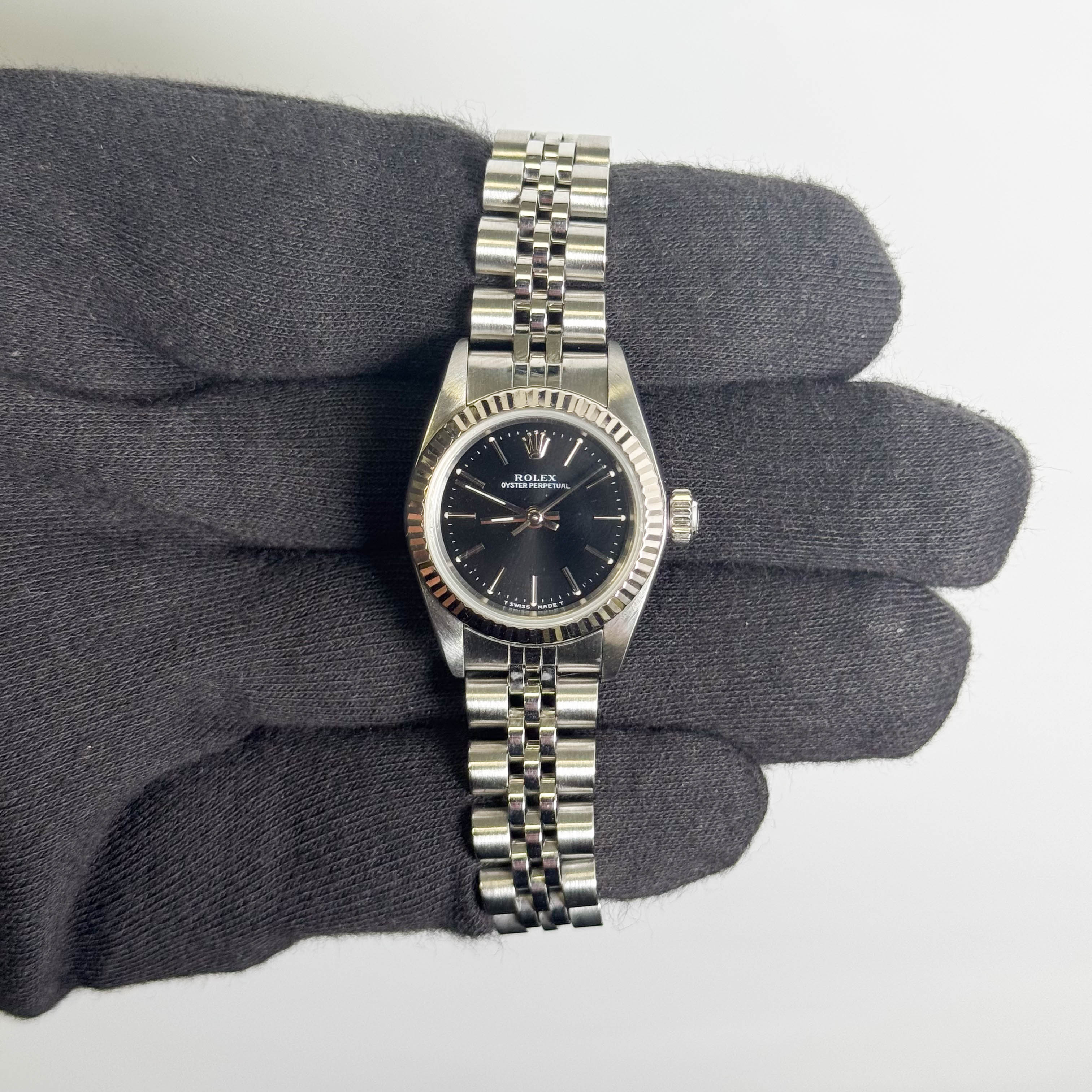 Rolex Oyster Perpertual 26mm Black Stick Dial Watch Ref# 67194