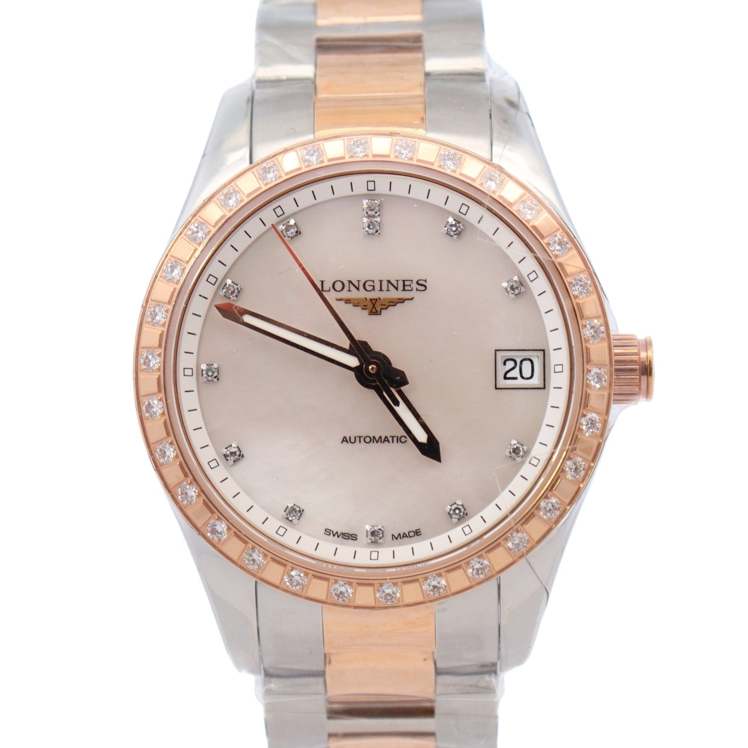 Longines Conquest 34mm MOP Dial Watch Ref#L2.385.5.88.7 - Happy Jewelers Fine Jewelry Lifetime Warranty