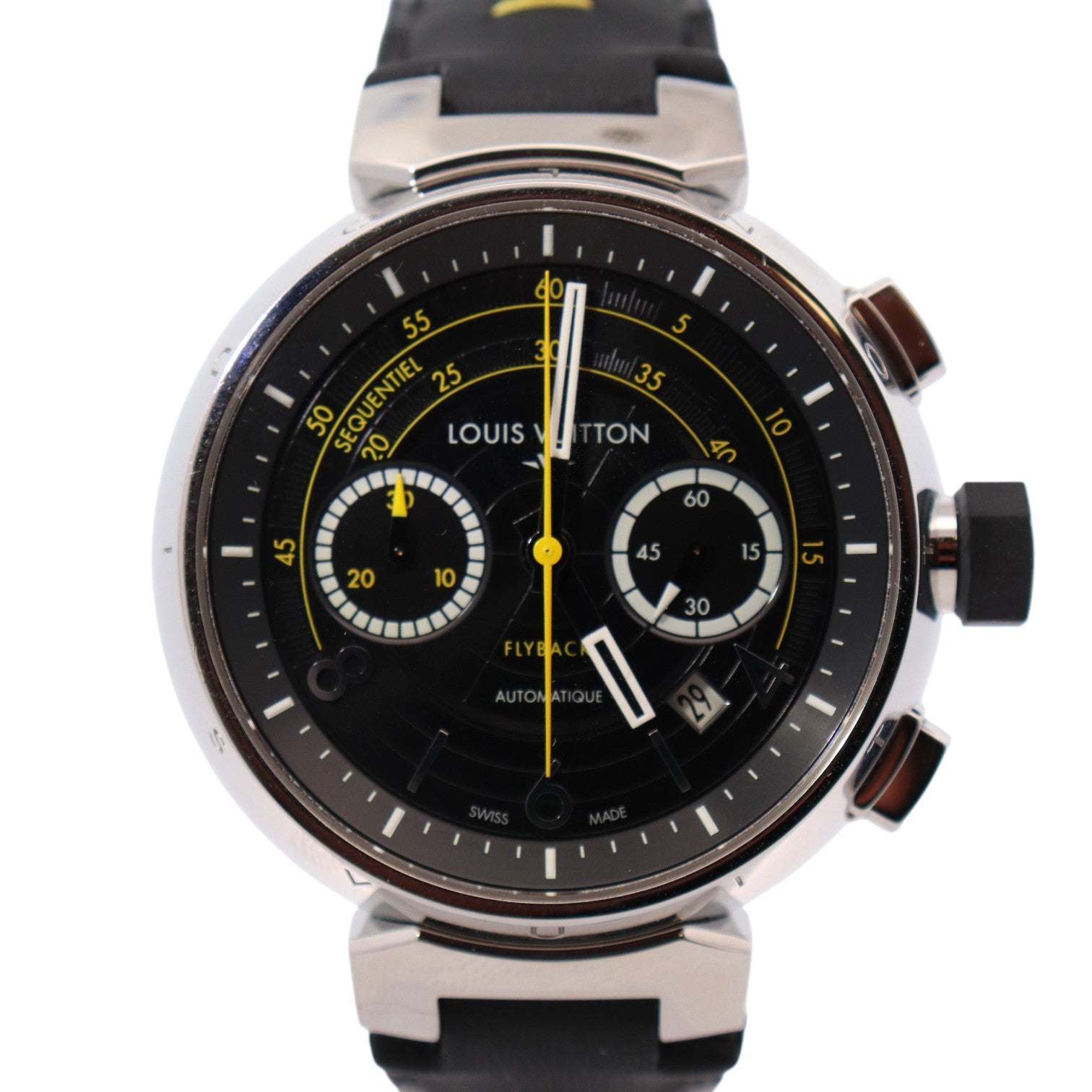 Louis Vuitton Tambour 44mm Black Dial Watch Ref# Q102B - Happy Jewelers Fine Jewelry Lifetime Warranty