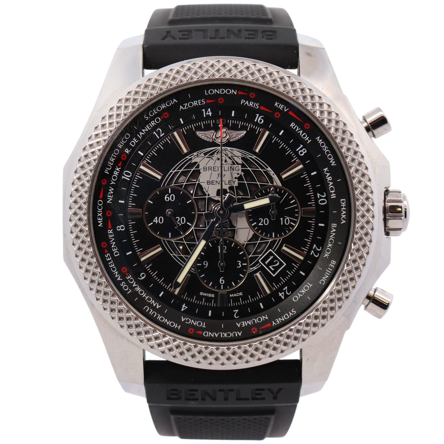 Breitling Unitime 49mm Black Chronograph Dial Watch Ref# AB0521 - Happy Jewelers Fine Jewelry Lifetime Warranty