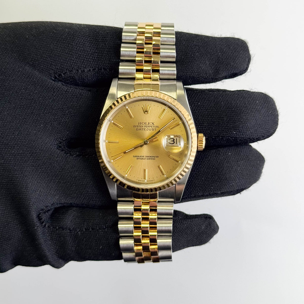 Rolex Datejust 36mm Champagne Dial Watch Ref# 16233