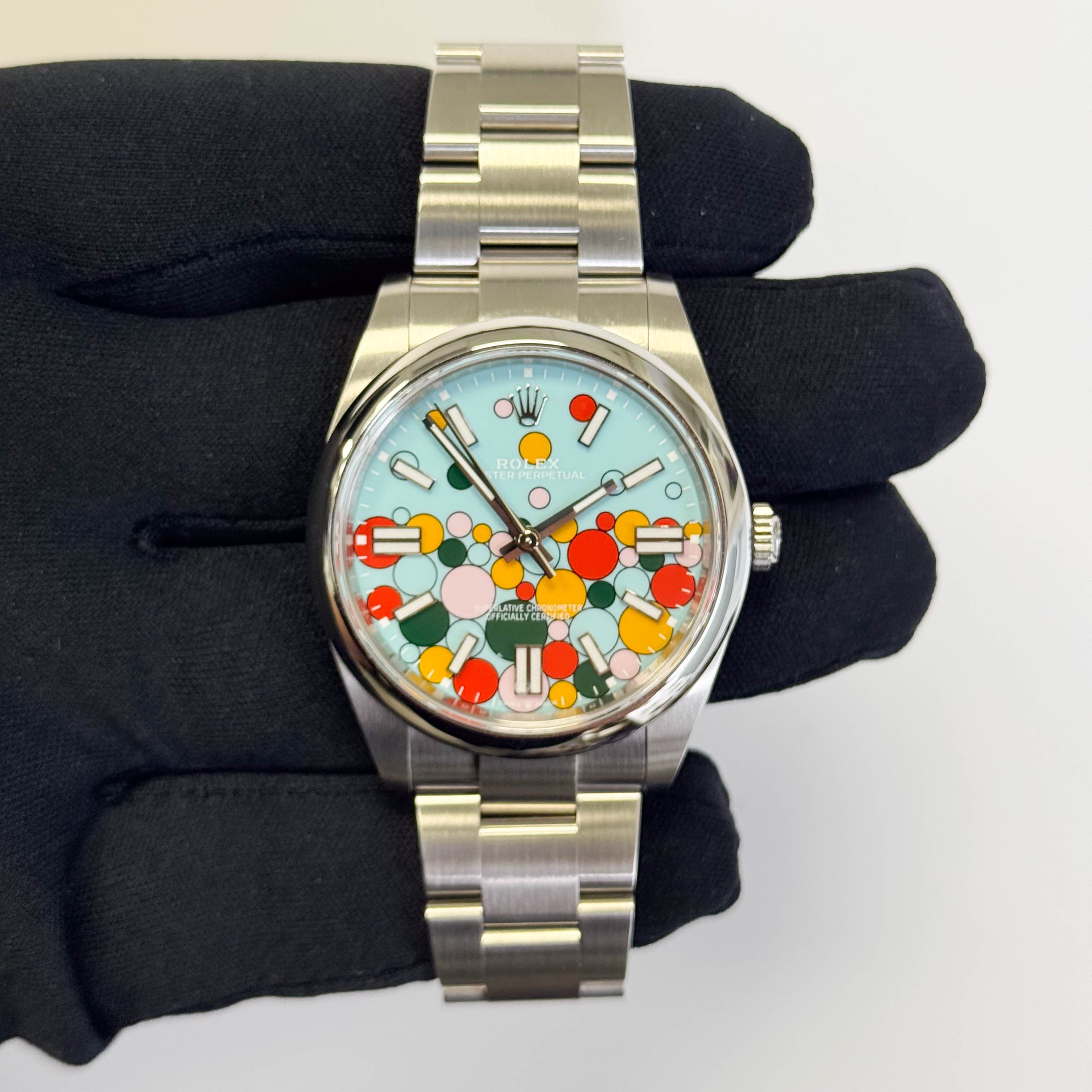 Rolex Oyster Perpetual 41mm Celebration Stick Dial Watch Ref# 124300