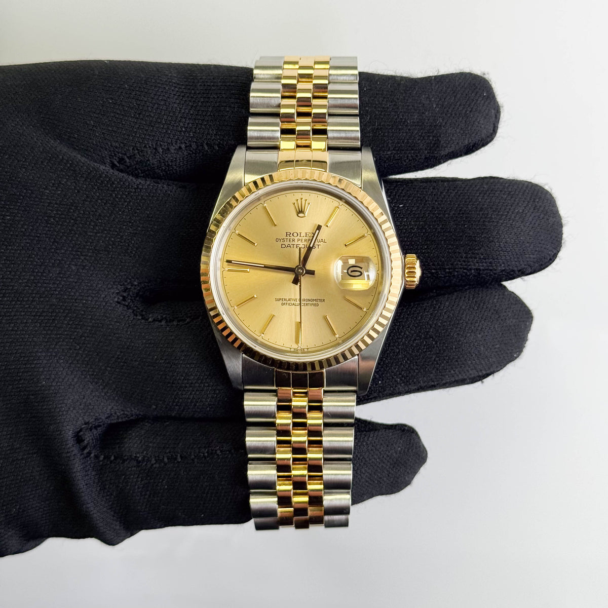 Rolex Datejust 36mm Champagne Dial Watch Ref# 16233