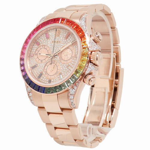 Rolex Men's Daytona Rose Gold 40mm Pave Diamond Dial Chronograph Dial Watch Reference# 116505 - Happy Jewelers Fine Jewelry Lifetime Warranty