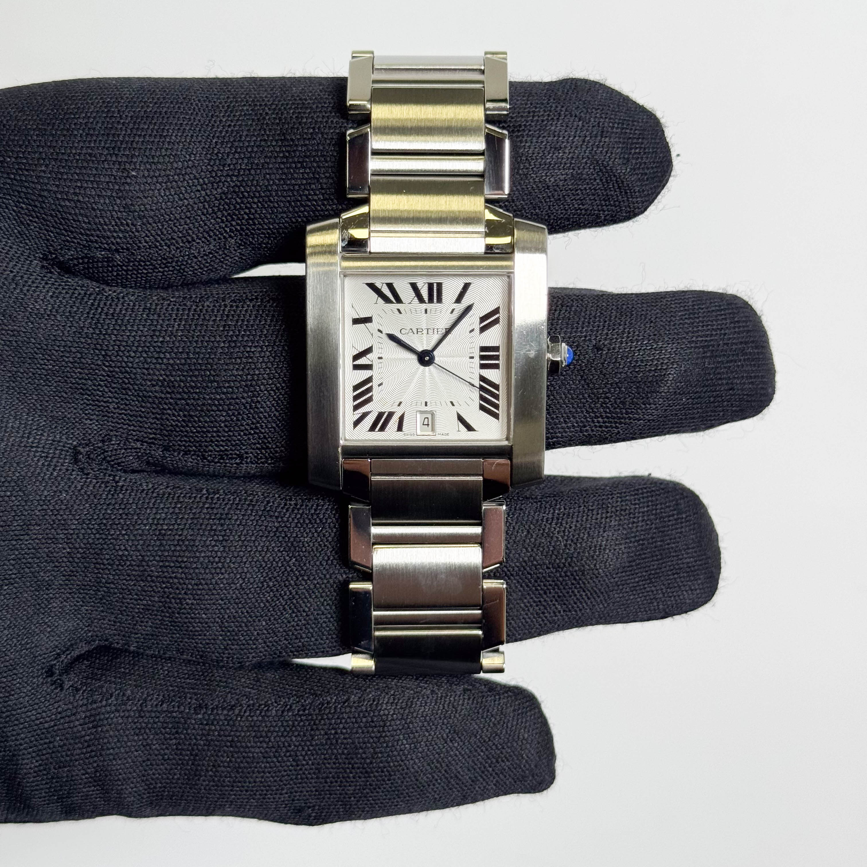 Cartier Tank Française Stainless Steel 28mm White Dial Watch Ref# W51002Q3 - Happy Jewelers Fine Jewelry Lifetime Warranty