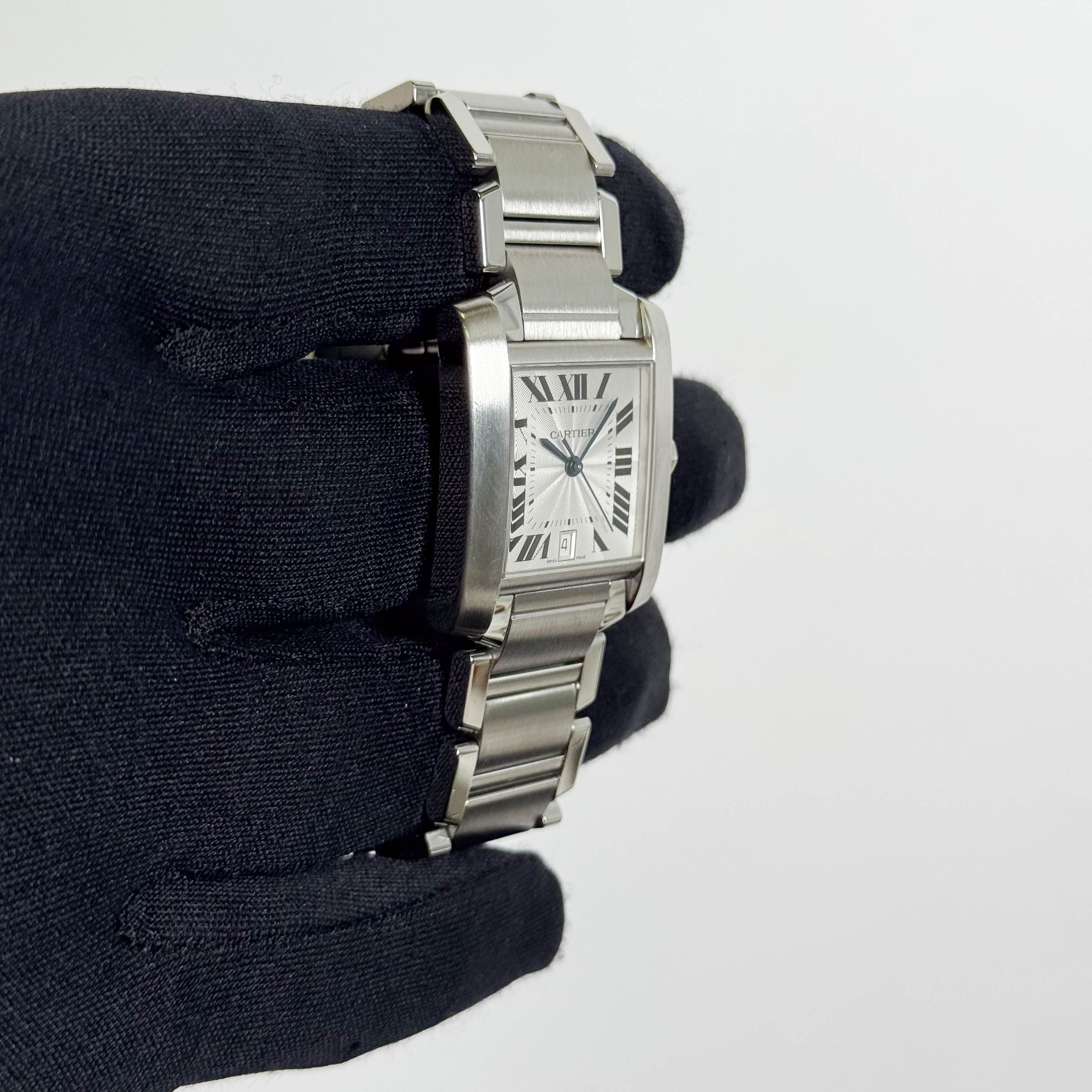 Cartier Tank Française Stainless Steel 28mm White Dial Watch Ref# W51002Q3 - Happy Jewelers Fine Jewelry Lifetime Warranty
