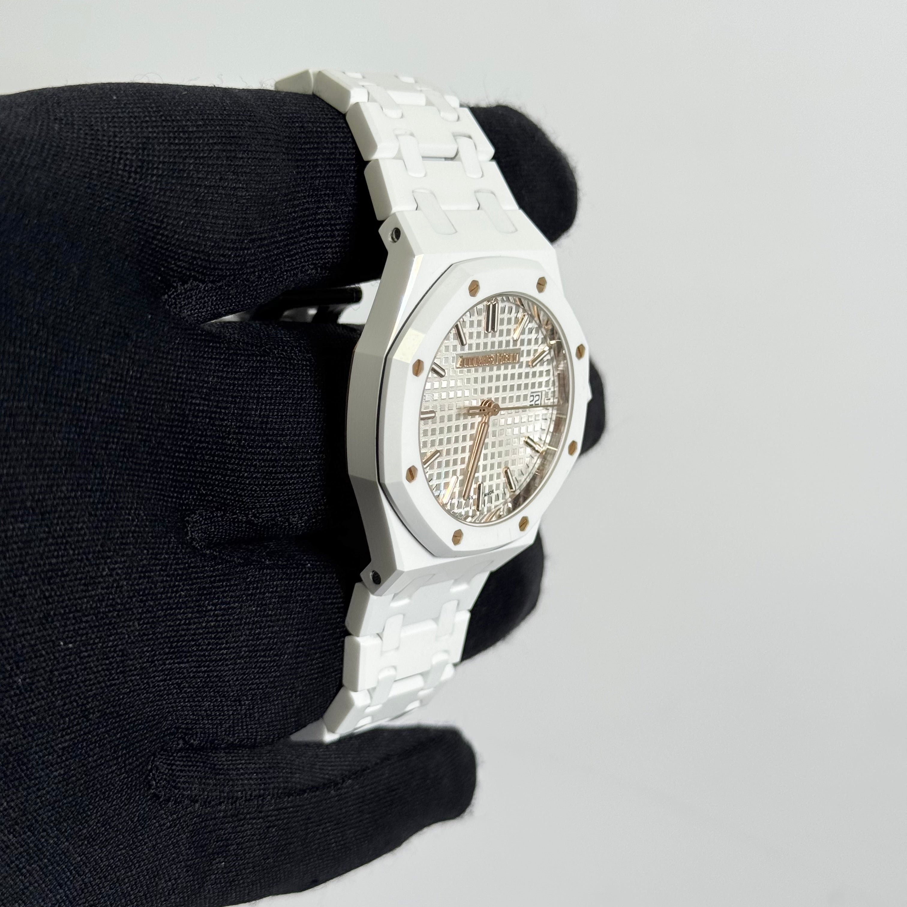 Audemars Piguet Royal Oak 34mm White Dial Watch Ref# 77350CB.OO.1266CB.01 - Happy Jewelers Fine Jewelry Lifetime Warranty