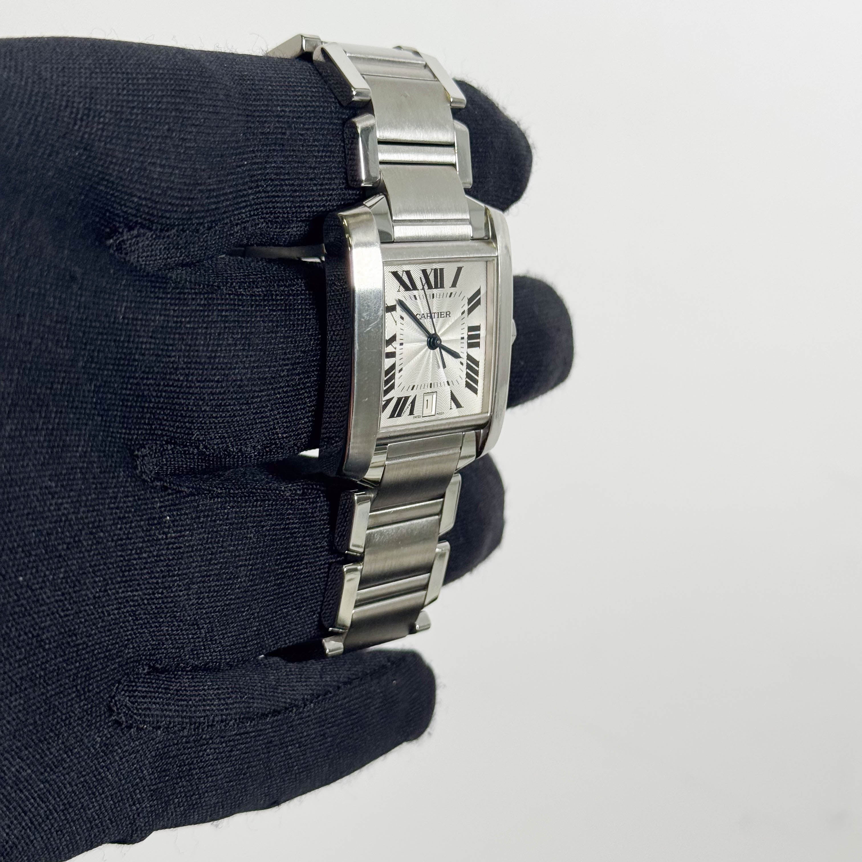 Cartier Tank Française Stainless Steel 28mm White Dial Watch Ref# W51002Q3 - Happy Jewelers Fine Jewelry Lifetime Warranty