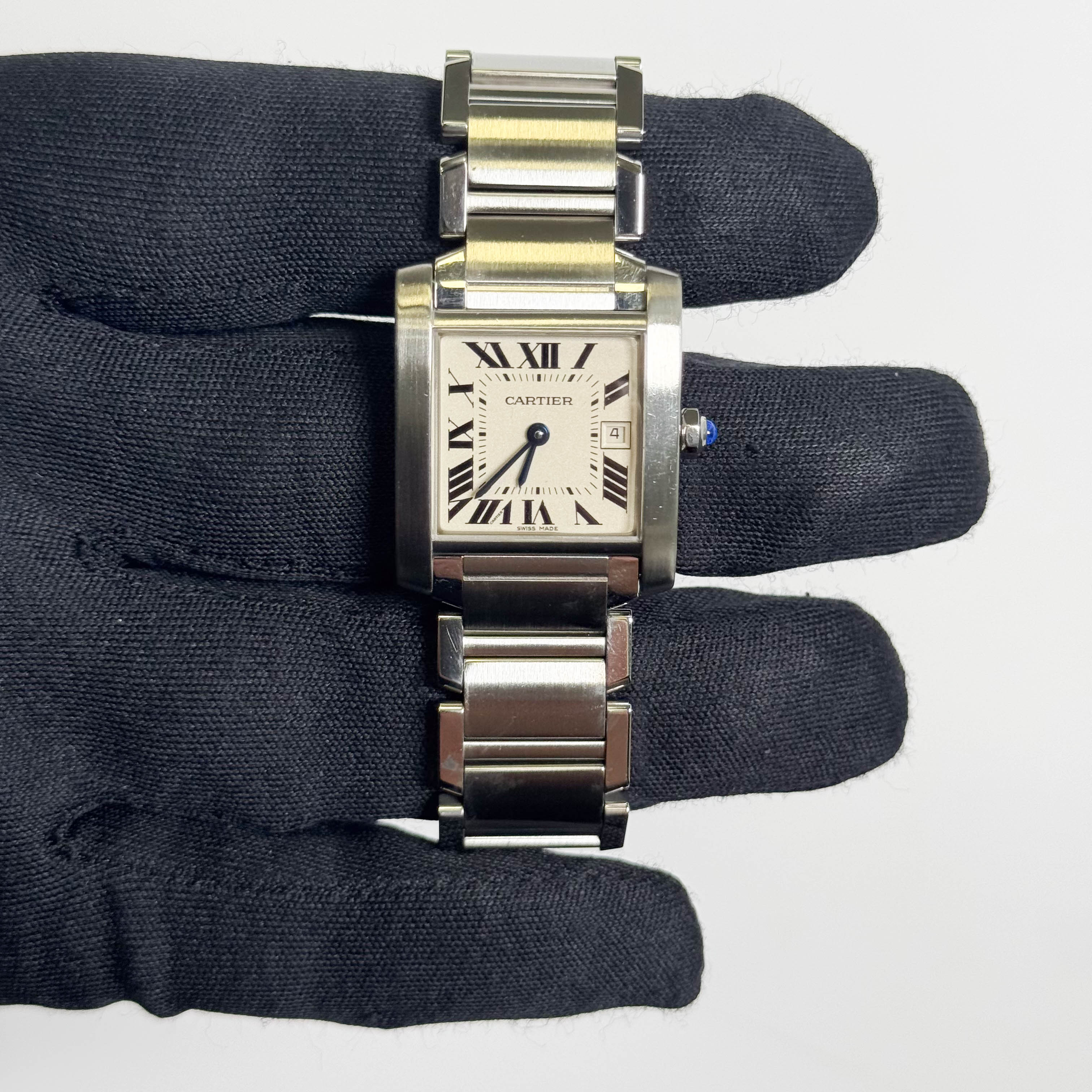 Cartier Tank Stainless Steel 25mm White/Ivory Dial Watch Ref# W51011Q3 - Happy Jewelers Fine Jewelry Lifetime Warranty