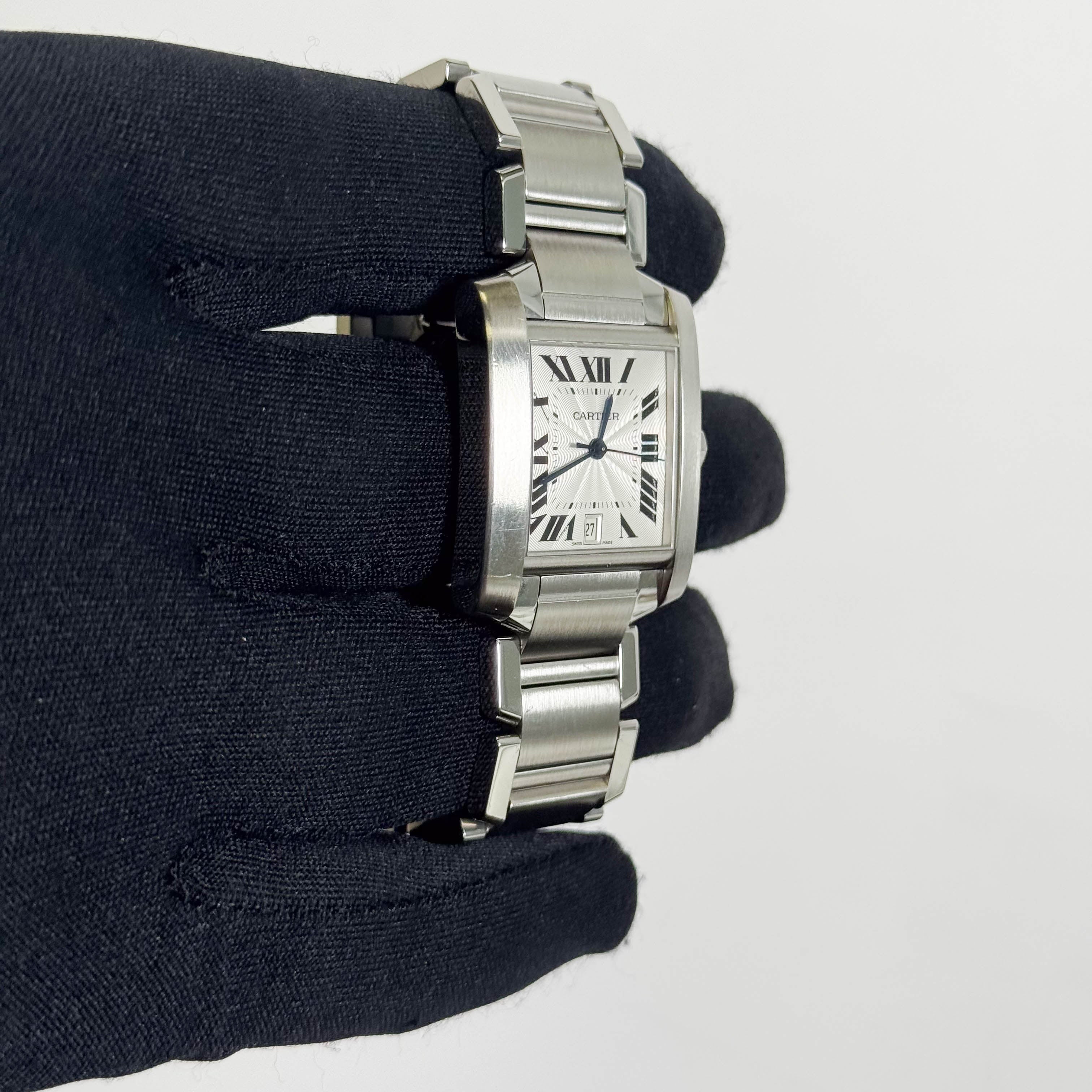 Cartier Tank Française Stainless Steel 28mm White Dial Watch Ref# W51002Q3 - Happy Jewelers Fine Jewelry Lifetime Warranty