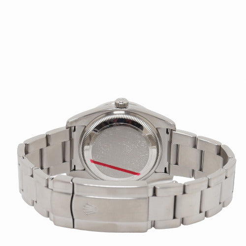 Rolex Mens Air King Stainless Steel 34MM Custom Dark MOP Diamond Dial Watch Reference# 114200 - Happy Jewelers Fine Jewelry Lifetime Warranty