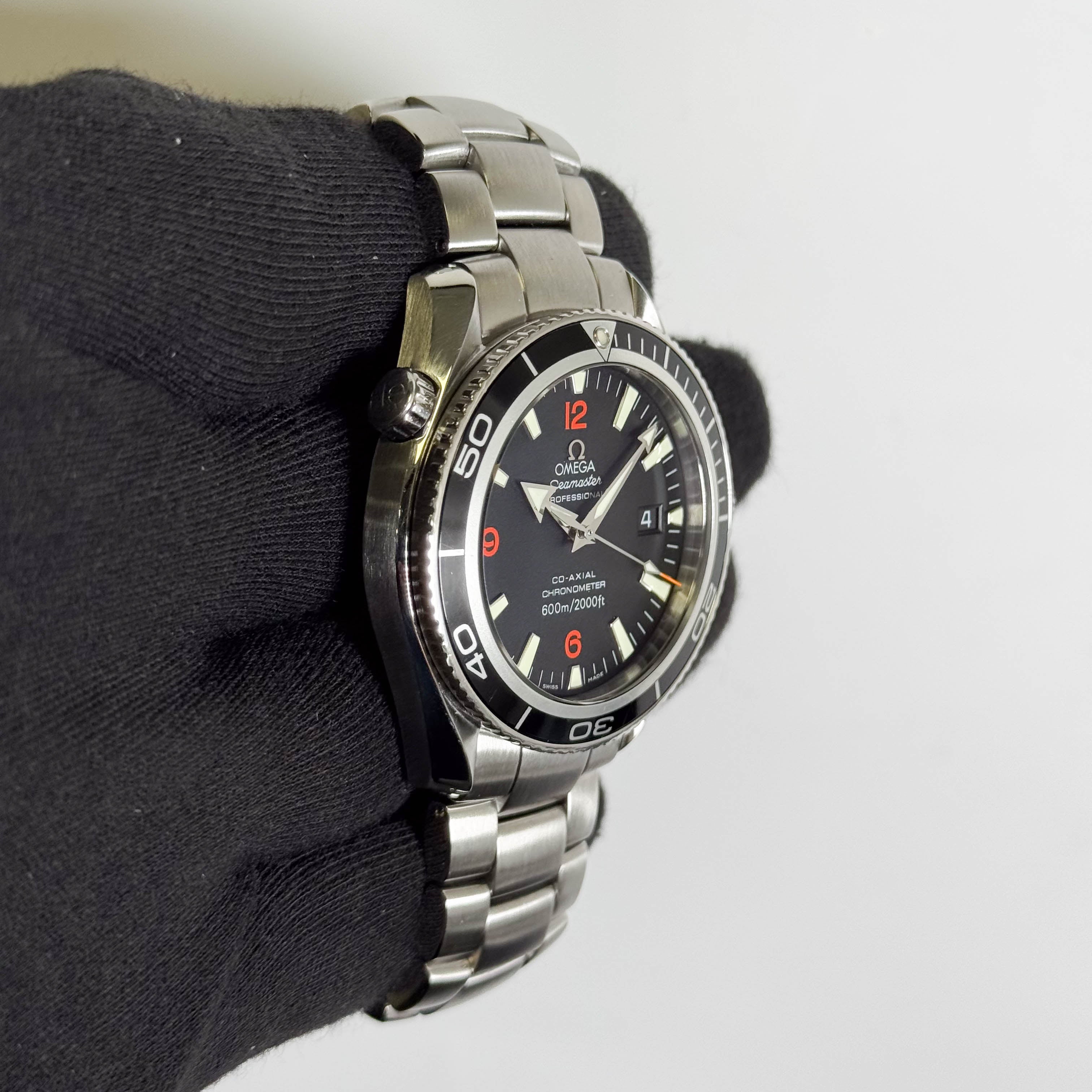 Omega Seamaster Planet Ocean Stainless Steel 42mm Black Stick Dial Watch Ref# 2200.51.00