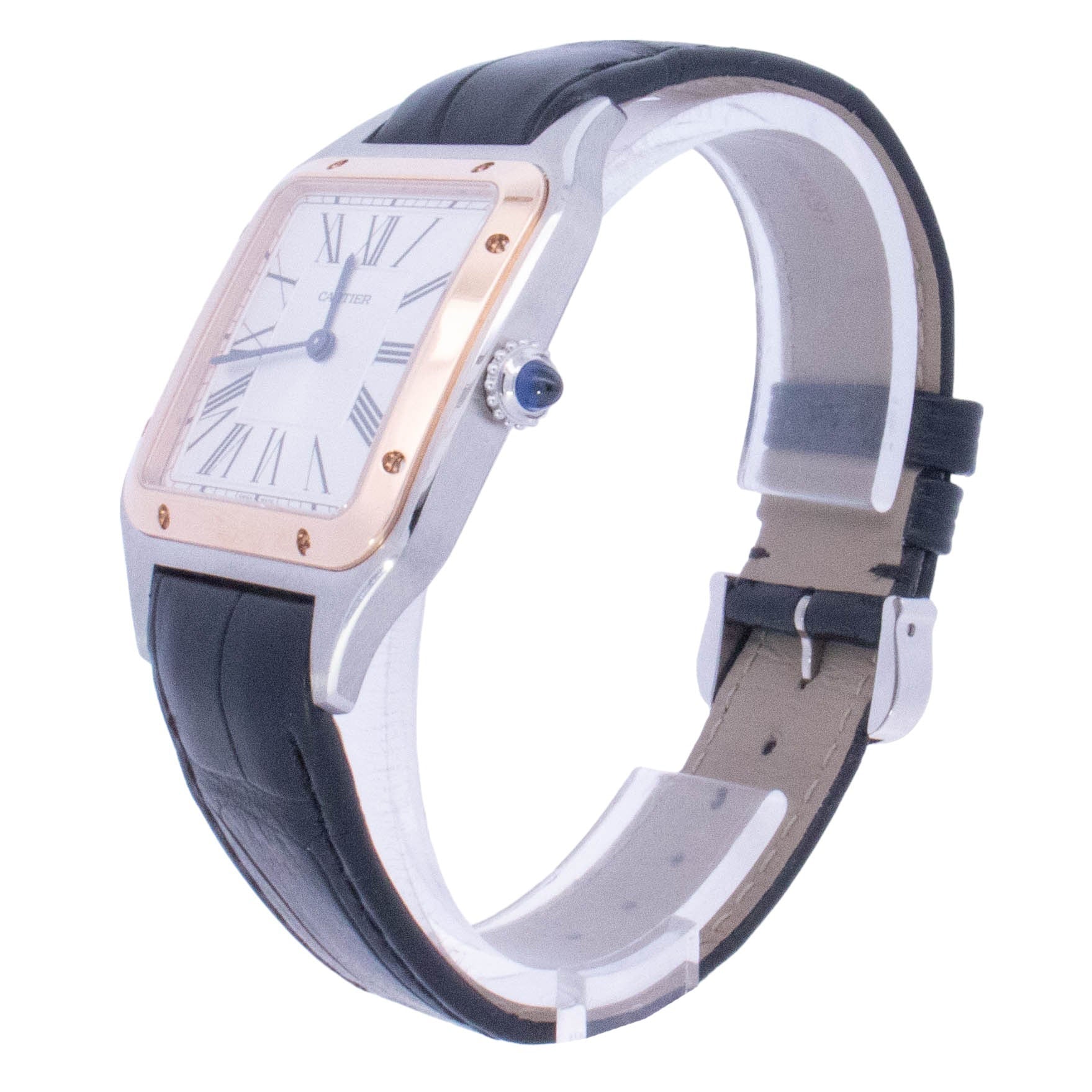 Cartier Santos Dumont 43.5 mm x 31.4 mm Rose Gold and Stainless Steel White Roman Dial Watch Reference# W2SA0011 - Happy Jewelers Fine Jewelry Lifetime Warranty