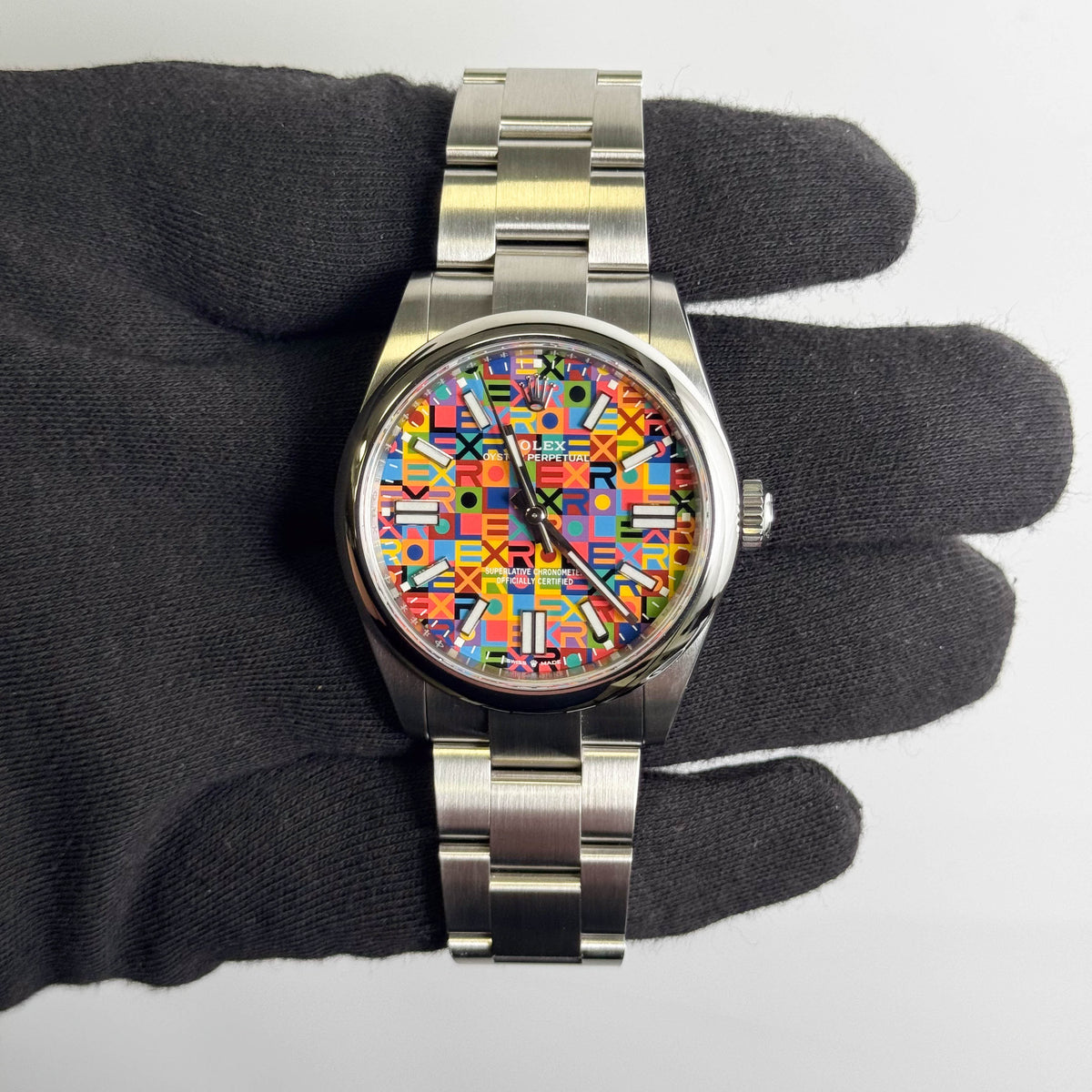 Rolex Oyster Perpetual 41mm Multicolored Jubilee Motif Dial Watch Ref# 134300