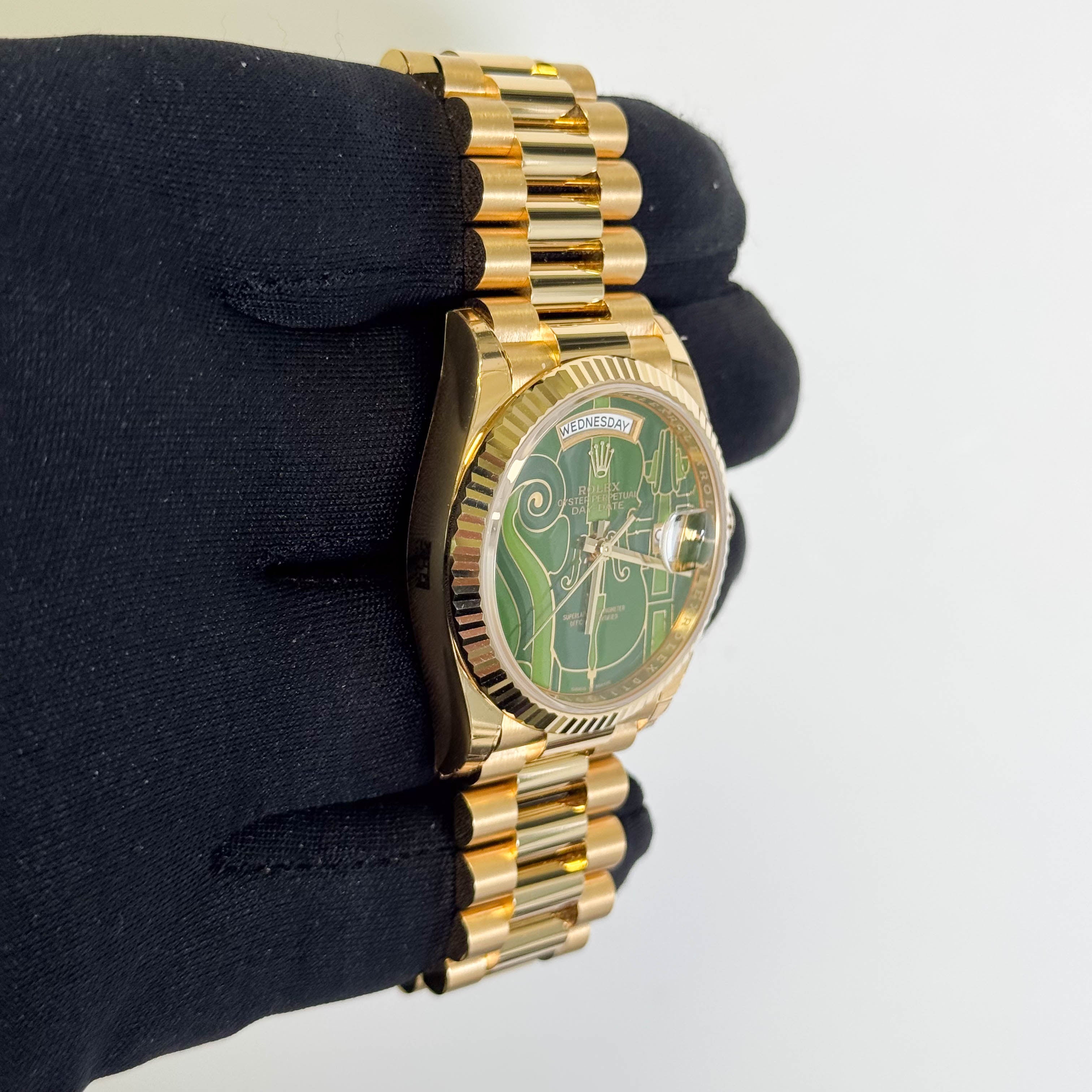 Rolex Day-Date 36mm Green Dial Watch Ref# 128238
