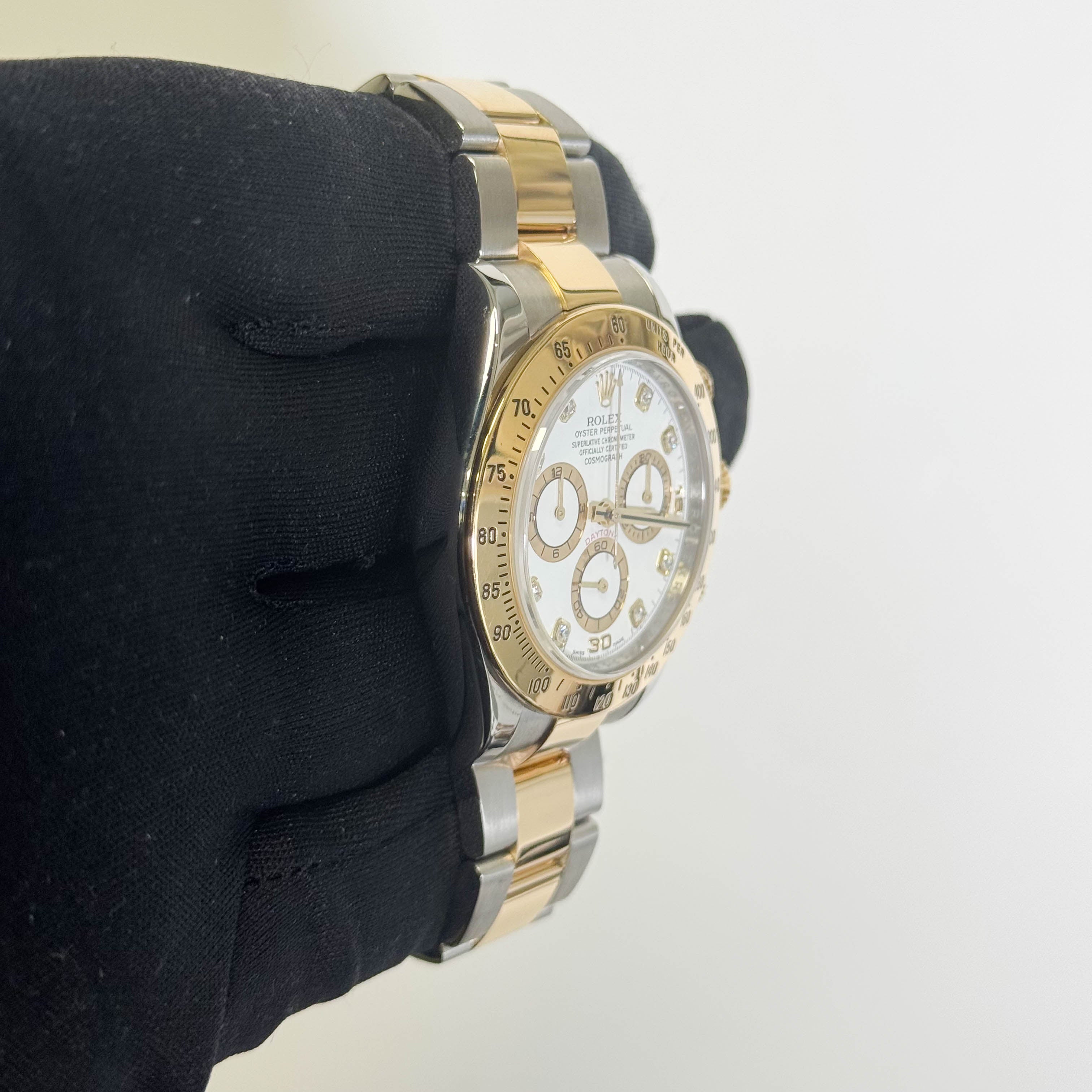 Rolex Daytona 40mm White Chronograph Stick Dial Watch Ref# 116523