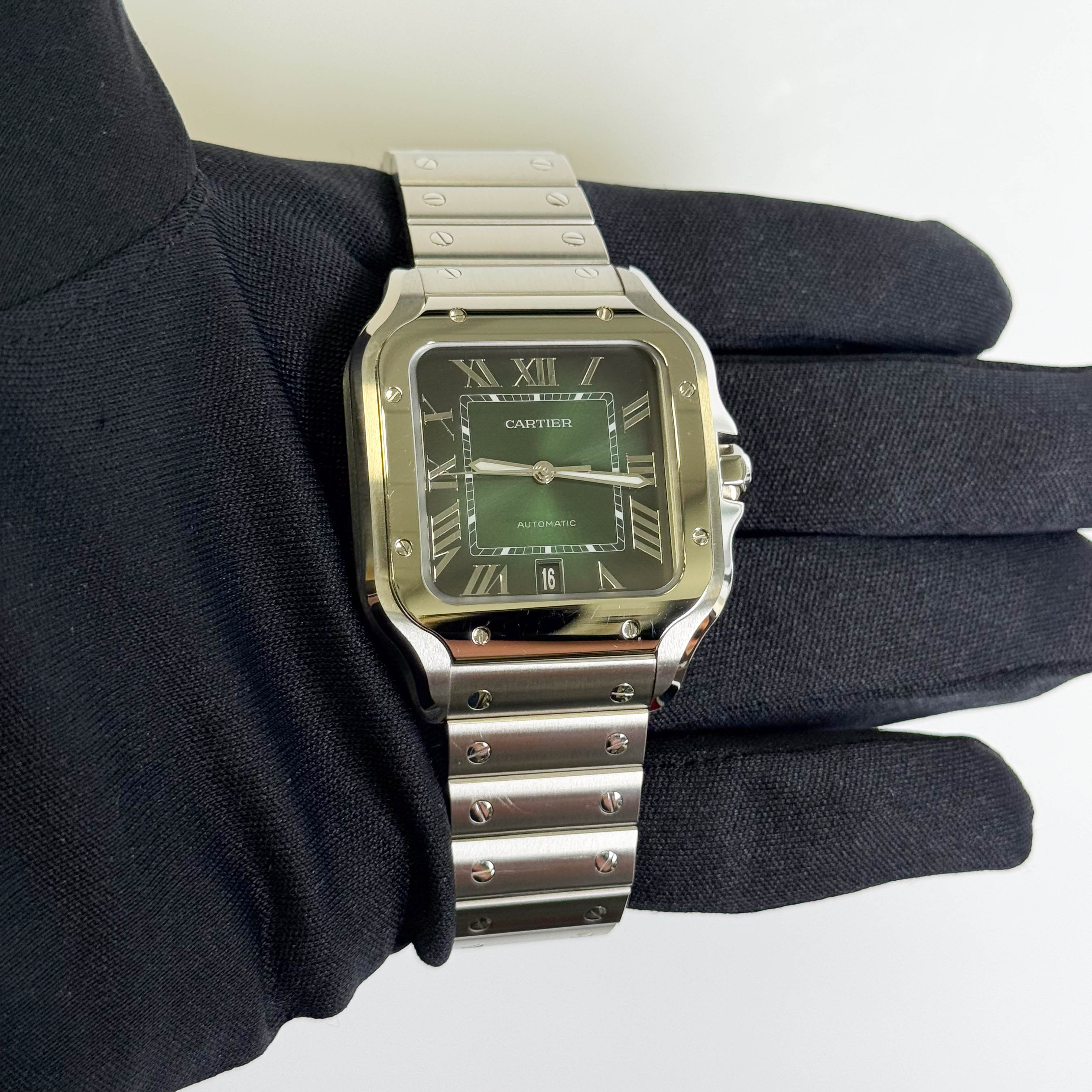 Cartier Santos 39.8mm Green Dial Watch Ref# WSSA0062 - Happy Jewelers Fine Jewelry Lifetime Warranty