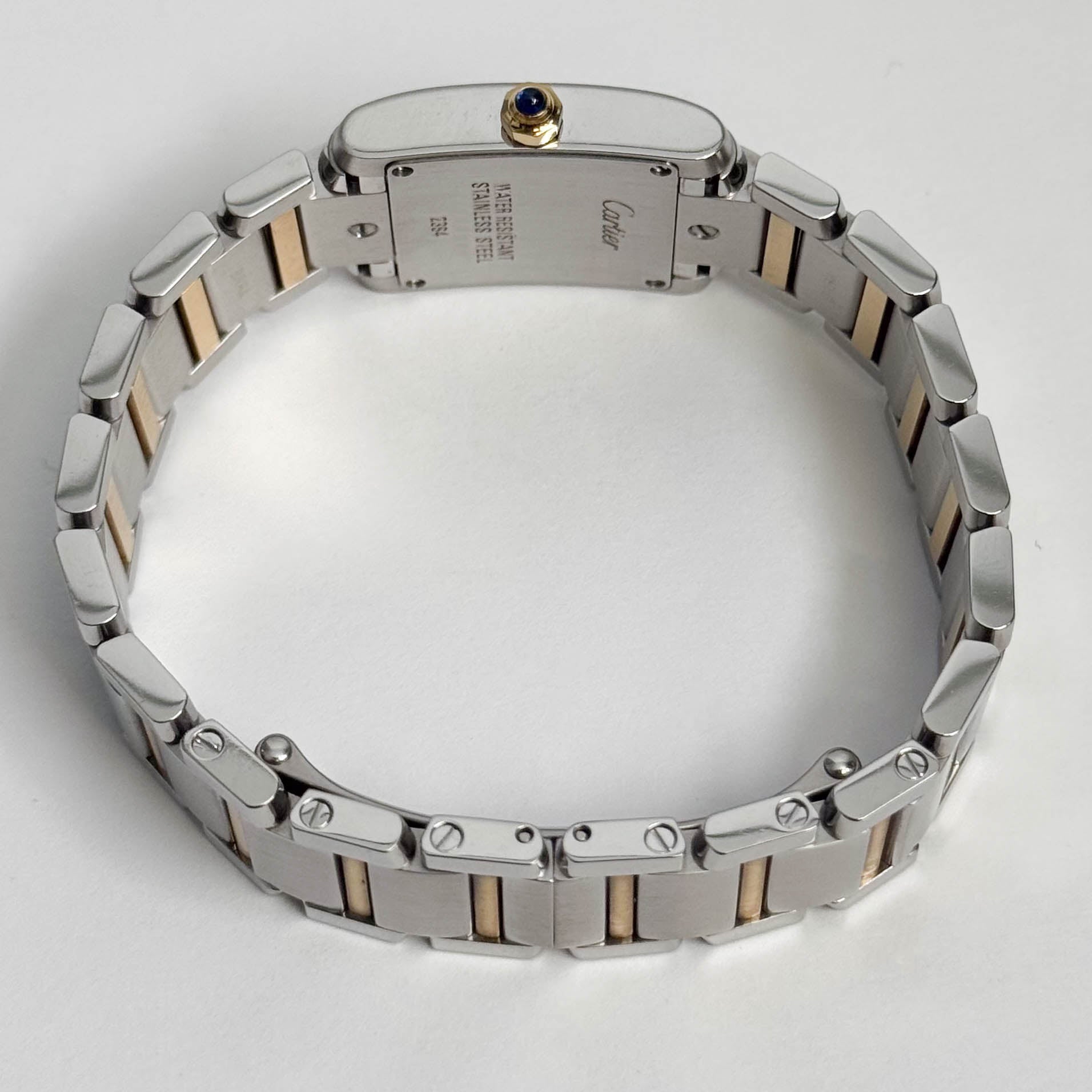Cartier Tank Two-Tone Yellow Gold & Steel 25x20mm White Dial Watch Ref# W51007Q4 - Happy Jewelers Fine Jewelry Lifetime Warranty