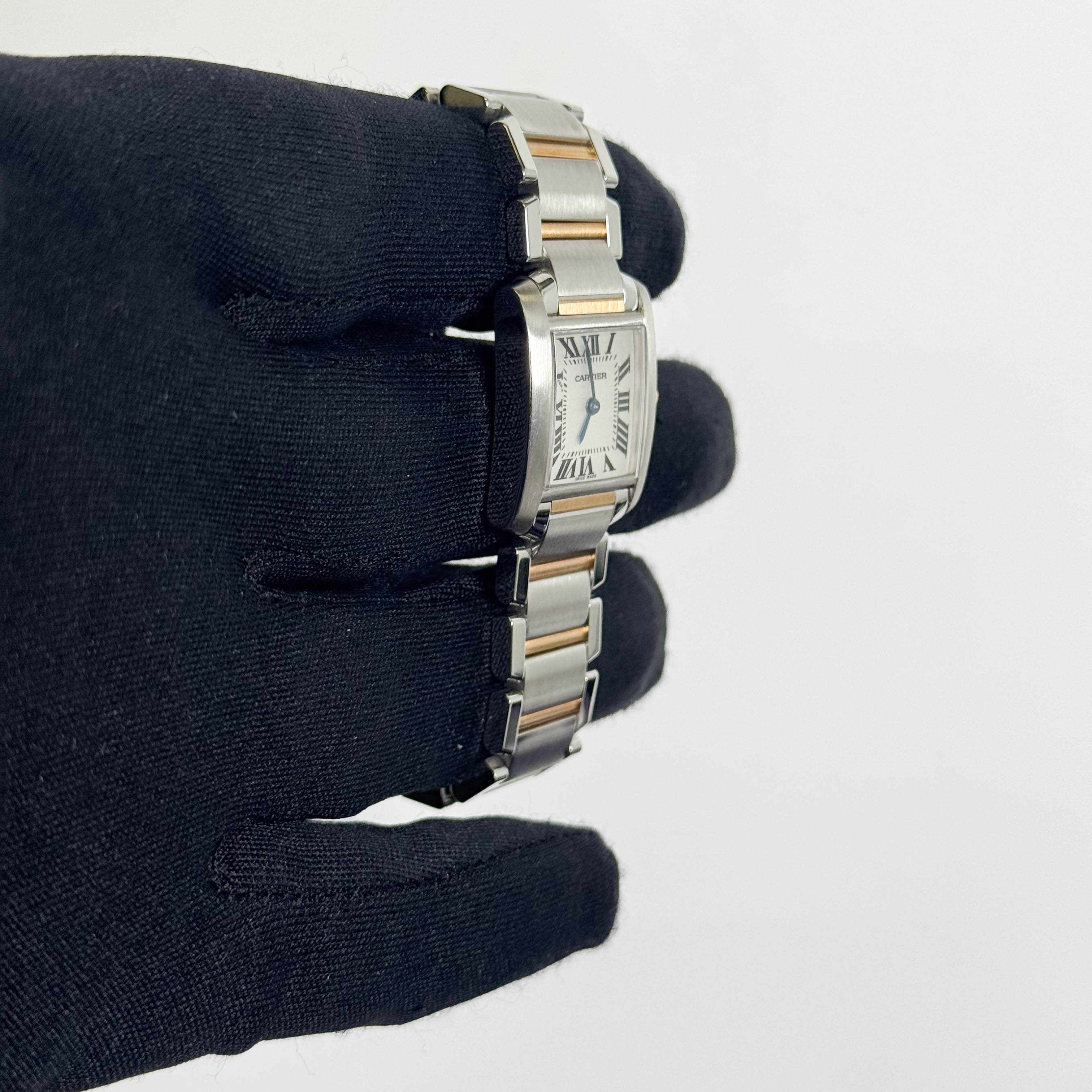 Cartier Tank Two-Tone Yellow Gold & Steel 25x20mm White Dial Watch Ref# W51007Q4 - Happy Jewelers Fine Jewelry Lifetime Warranty