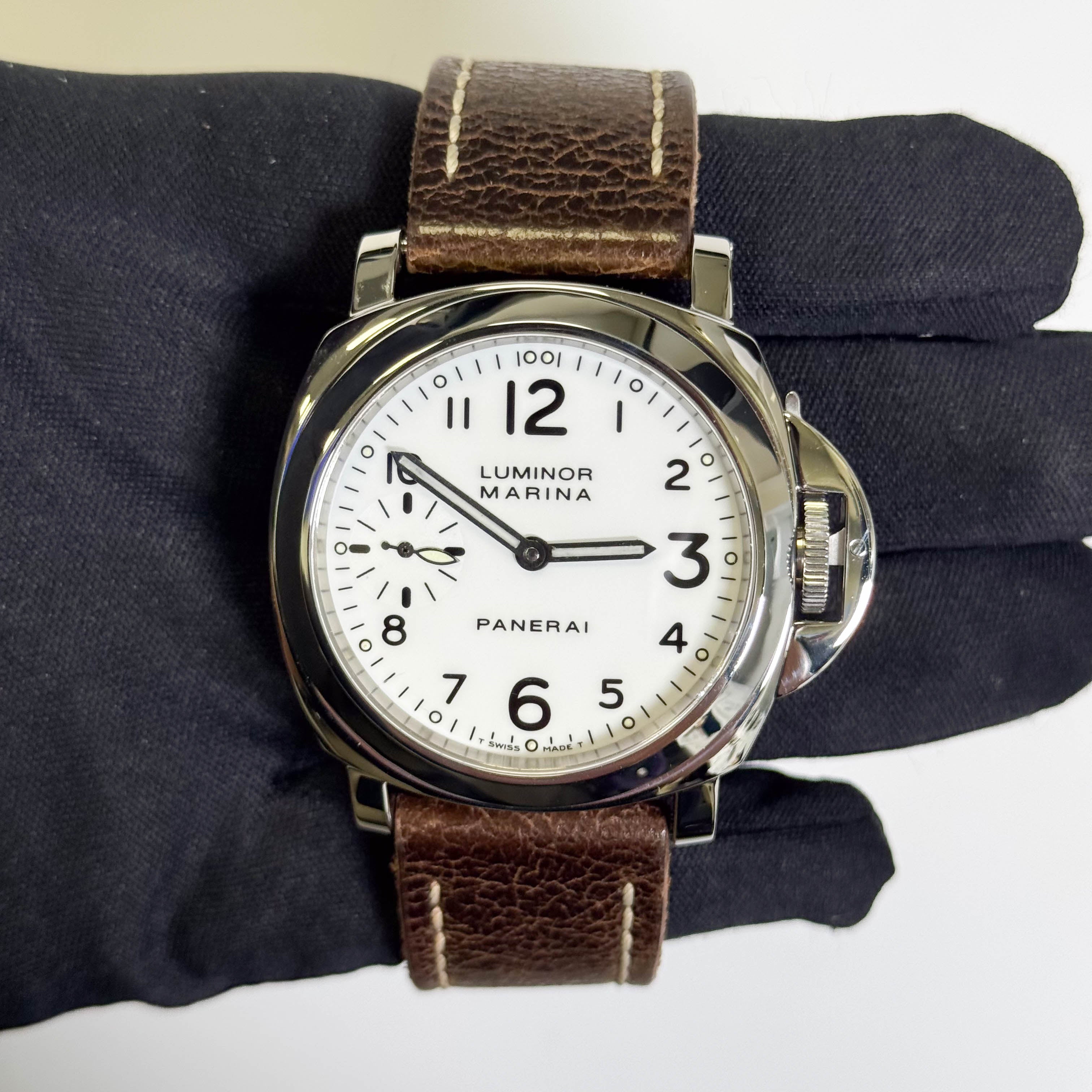 Panerai Luminor Marina 44mm White Dial Watch Ref# PAM00113 - Happy Jewelers Fine Jewelry Lifetime Warranty