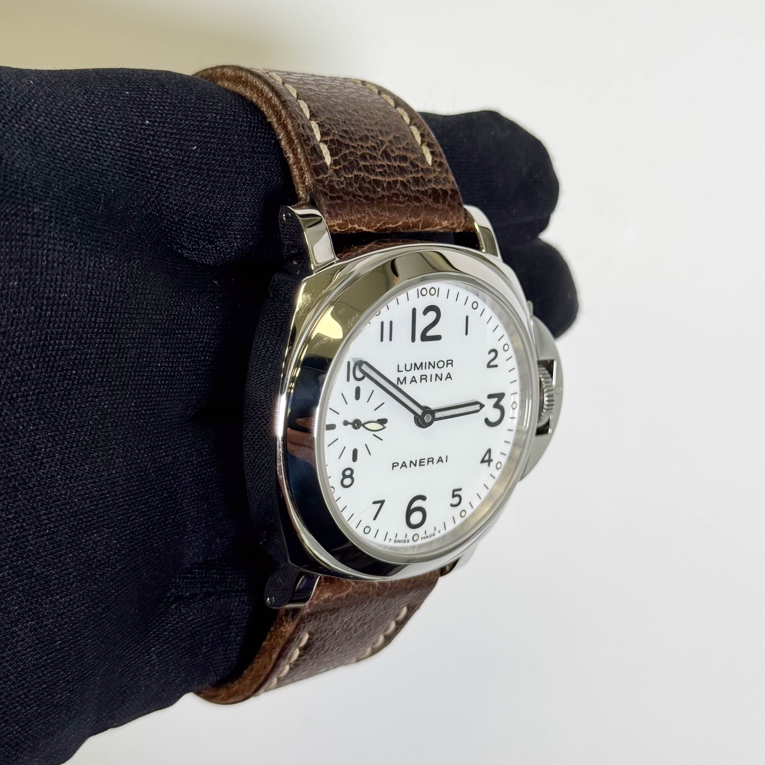 Panerai Luminor Marina 44mm White Dial Watch Ref# PAM00113 - Happy Jewelers Fine Jewelry Lifetime Warranty
