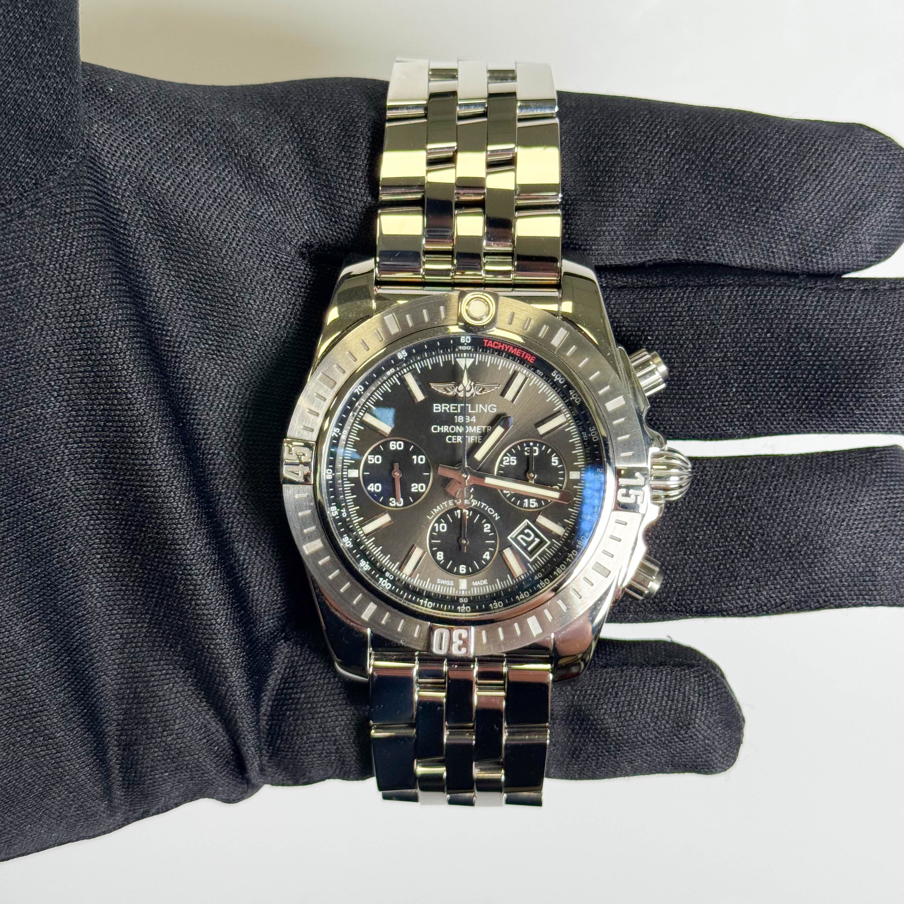 Breitling Chronomat 44mm Grey Dial Watch Ref# AB0115101F1A1 - Happy Jewelers Fine Jewelry Lifetime Warranty